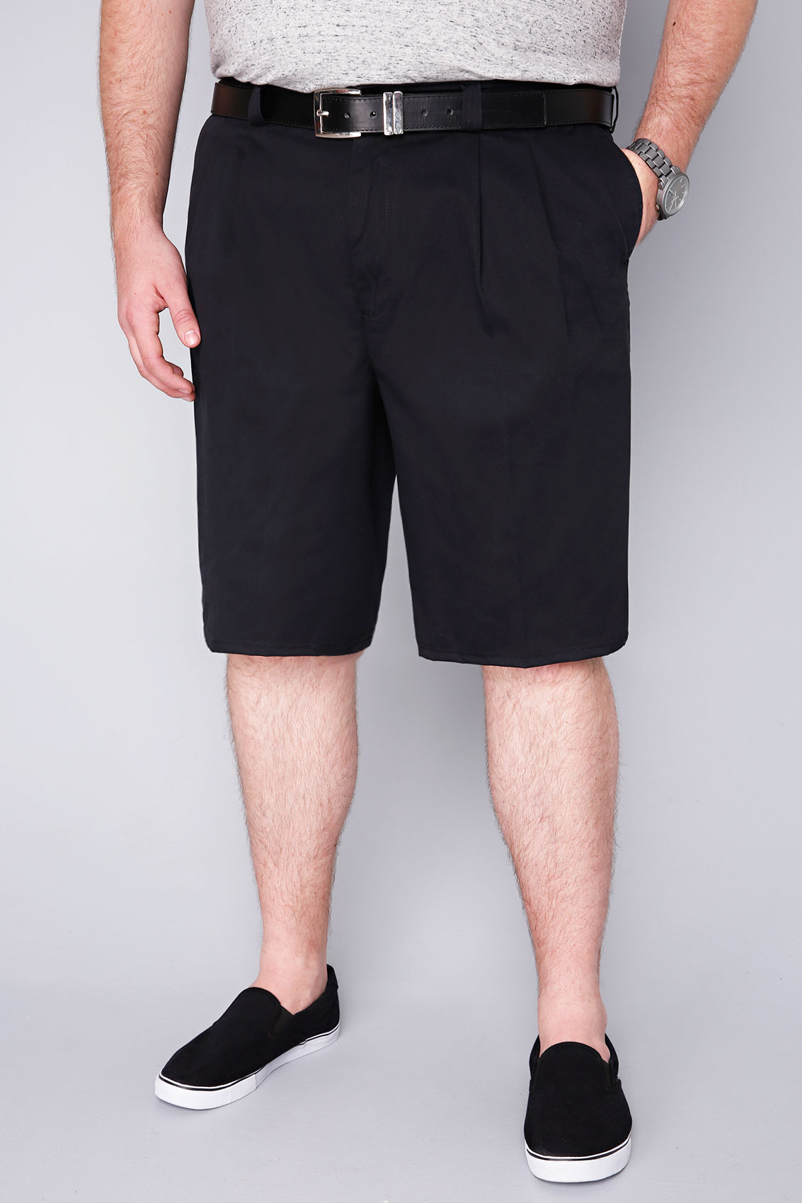 Black Chino Shorts With Elasticated Waist Insert Extra large sizes
