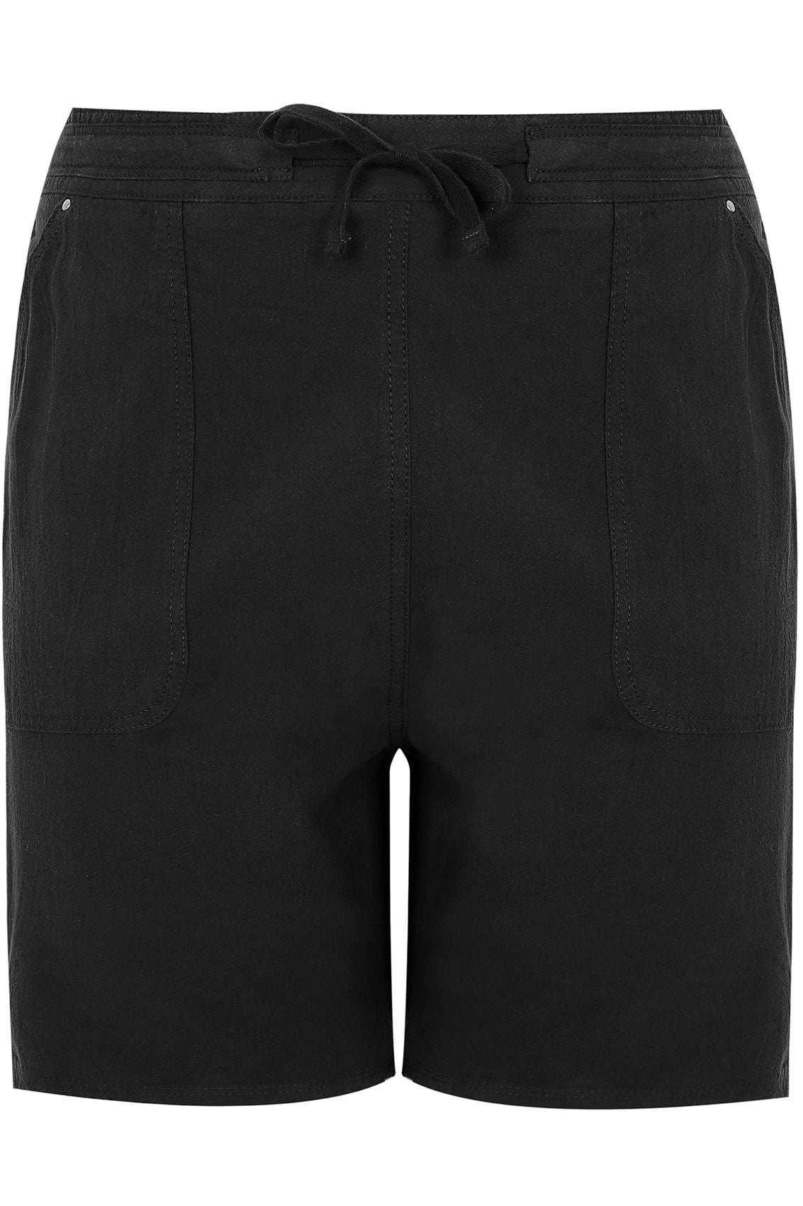 Black Cool Cotton Pull On Shorts, Plus size 16 to 36