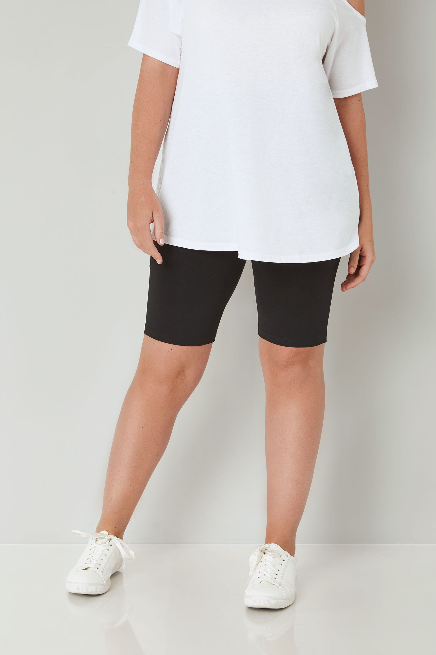 Black Cotton Essential Legging Shorts Plus Size 16 To 36
