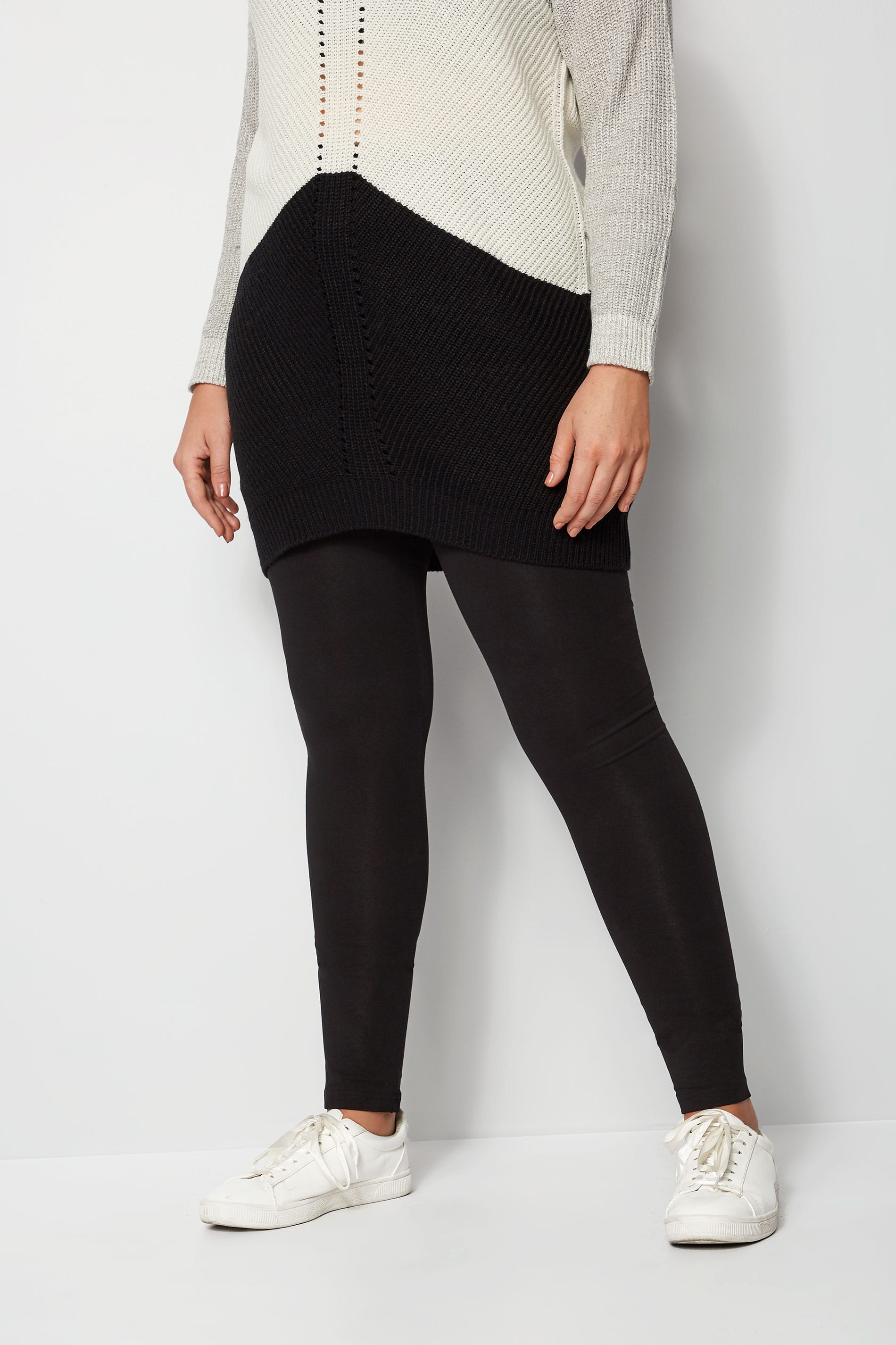 Black Cotton Essential Leggings Plus Size 16 to 32