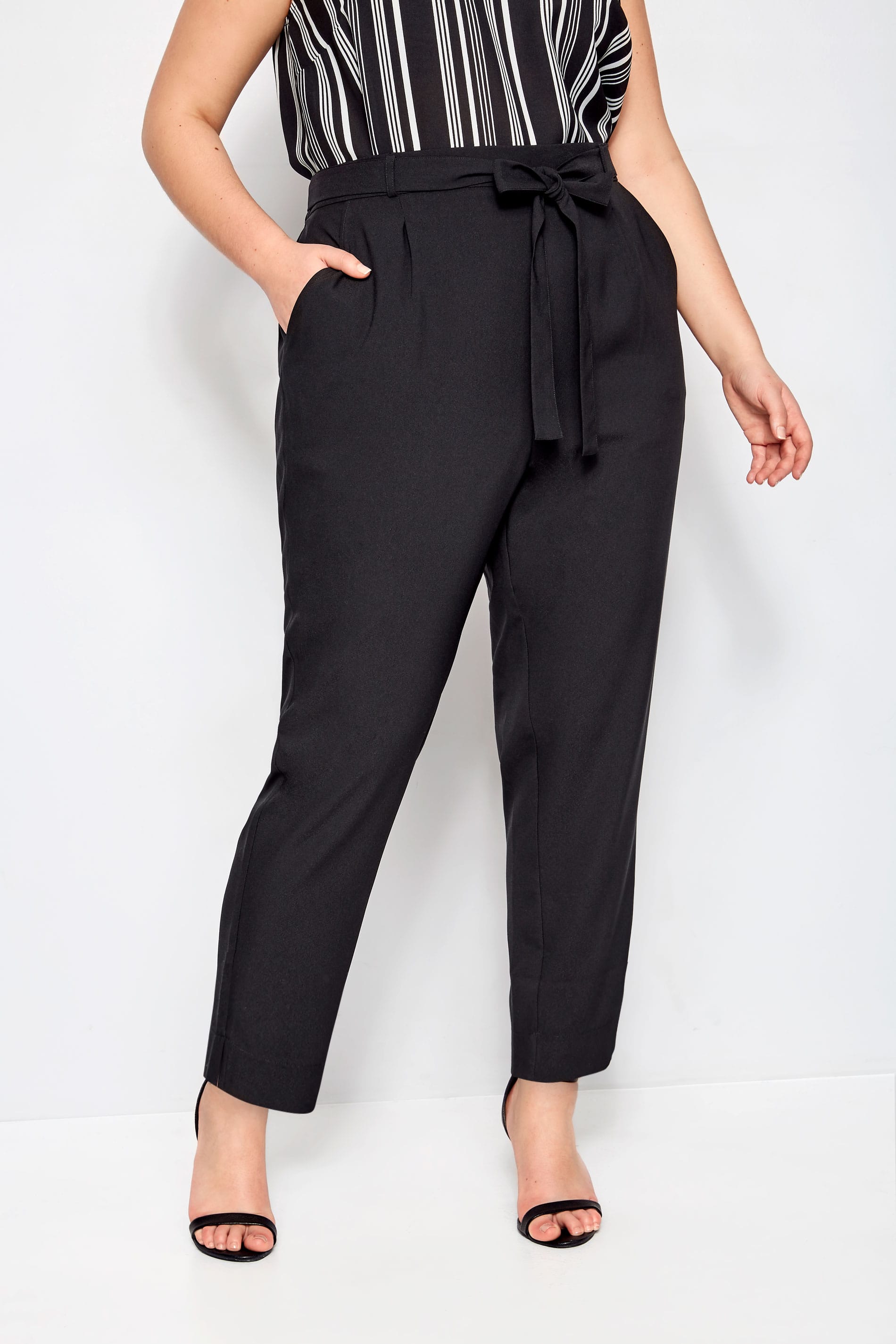 Plus Size Black Crepe Tapered Trousers | Sizes 16 to 36 | Yours Clothing