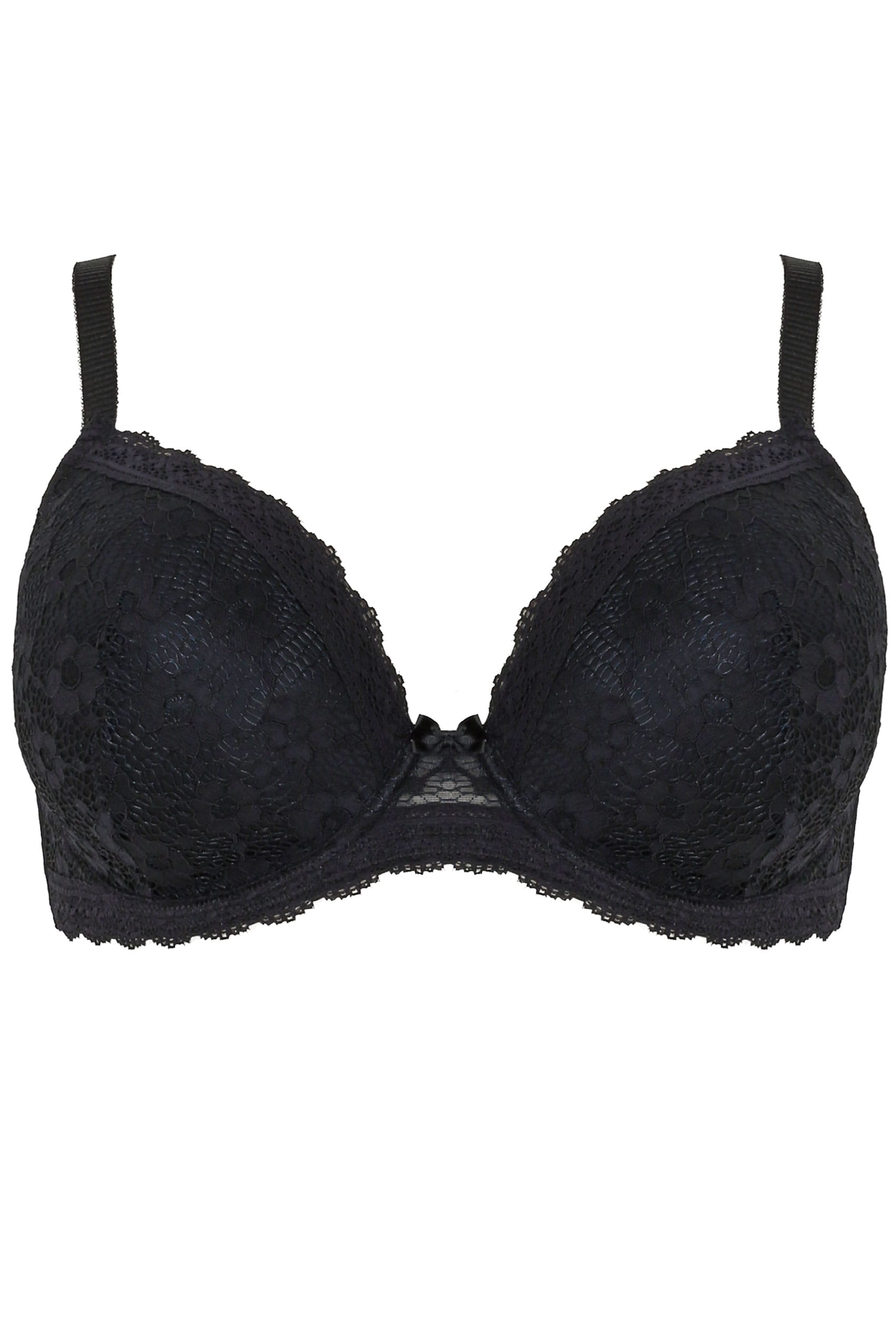 Black Daisy Lace Underwired Padded Bra