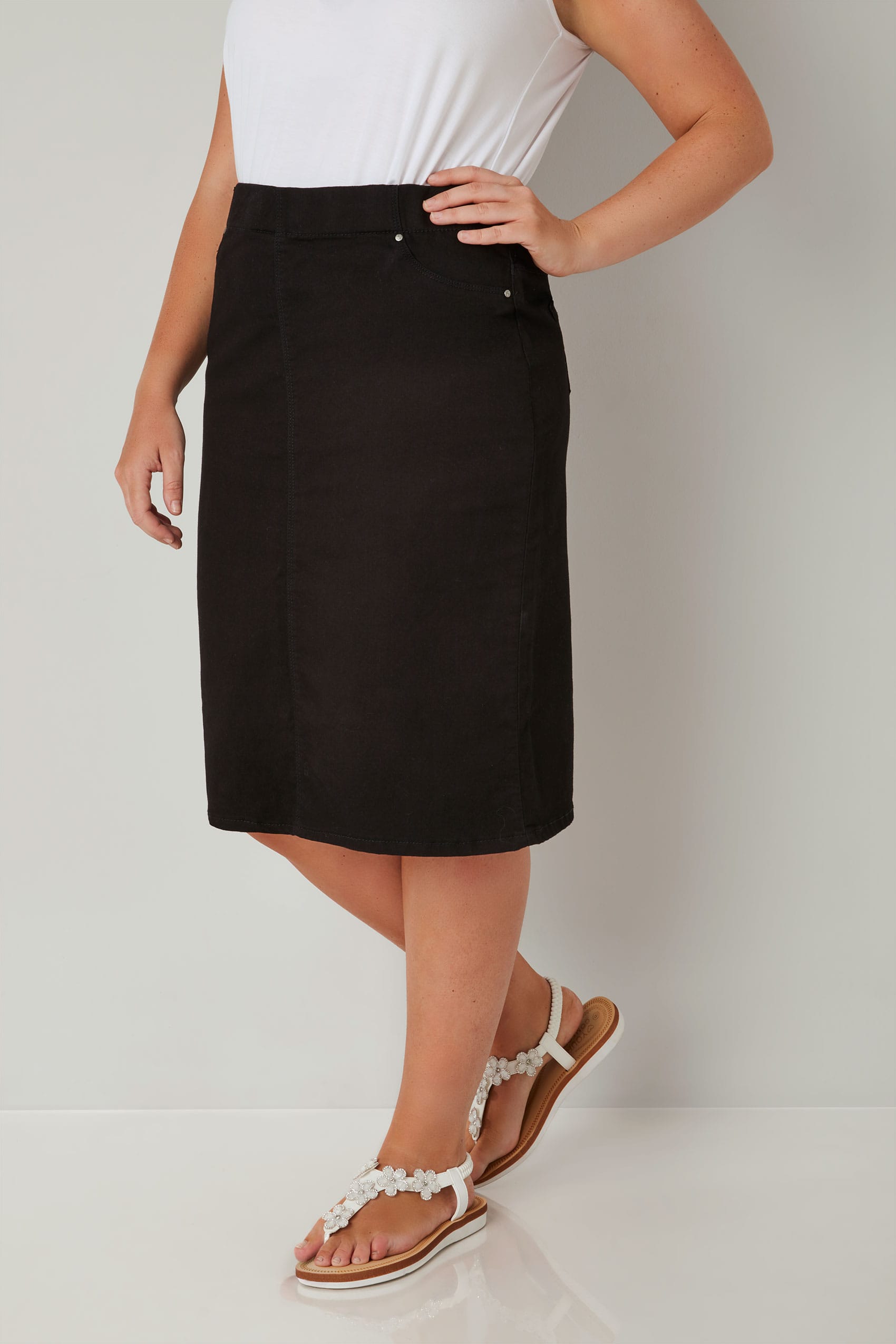 pencil skirt black tights black flats