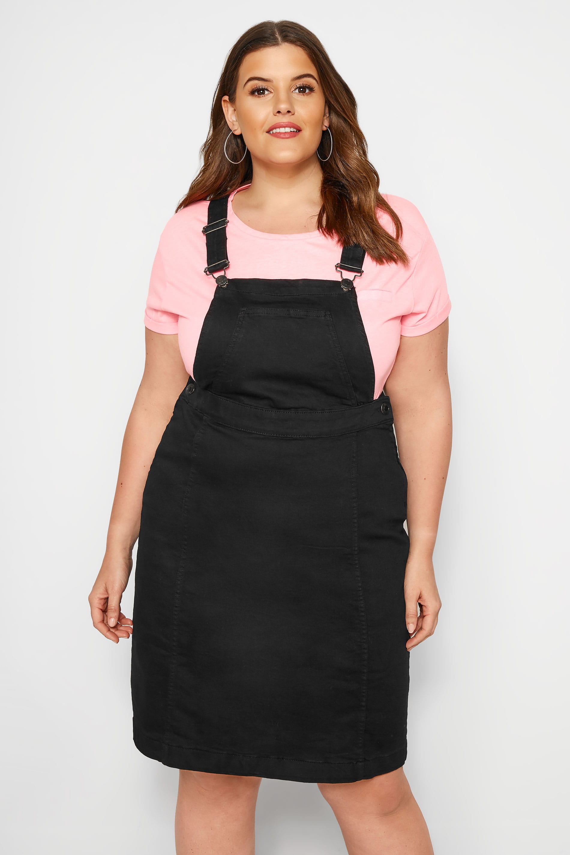 Black Denim Pinafore Dress | Plus Size 16 to 36 | Yours Clothing