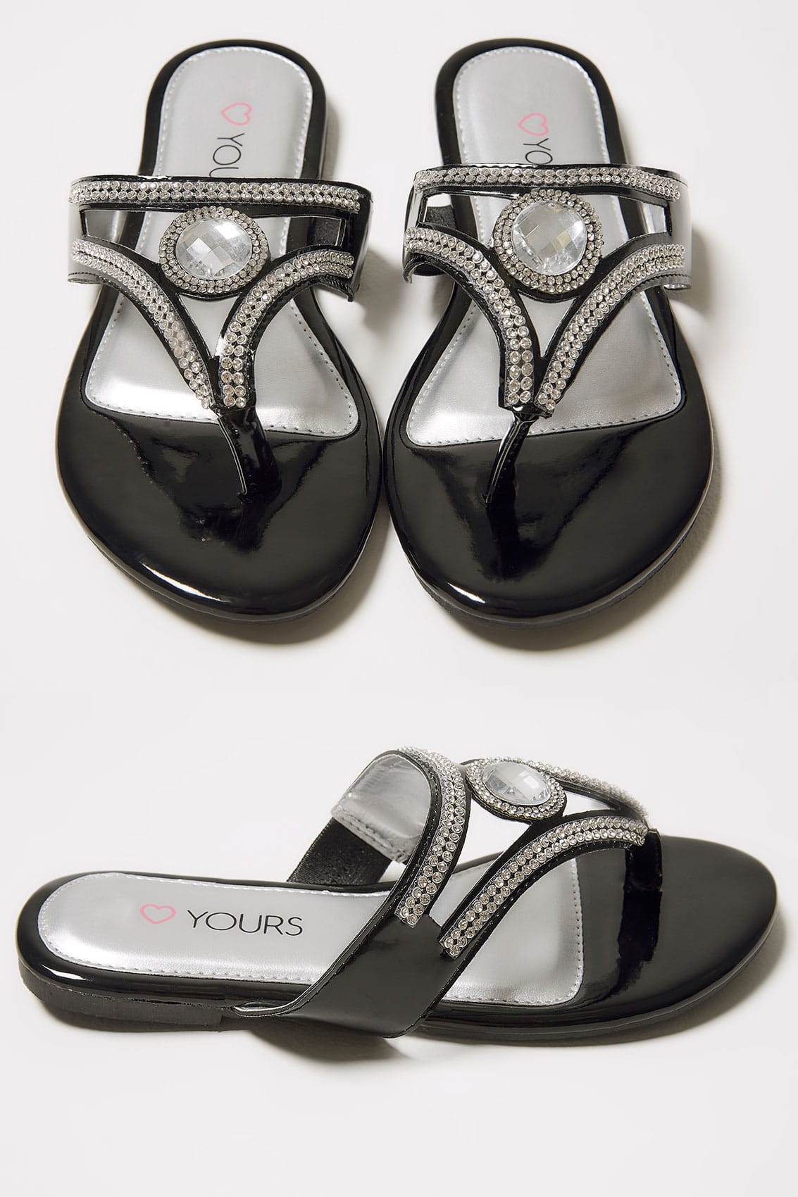 black flat toe post sandals
