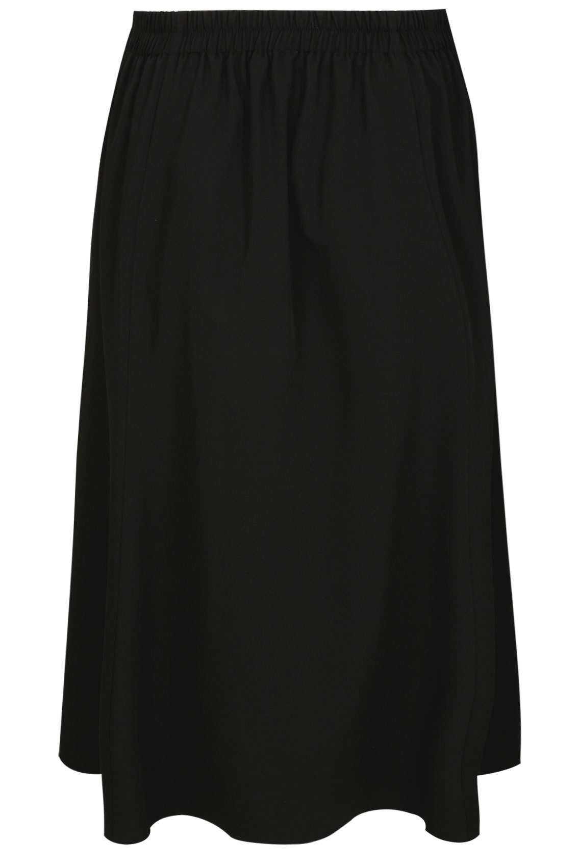 Black Fit & Flare Skirt With Elasticated Waist Plus Size 16 to 32