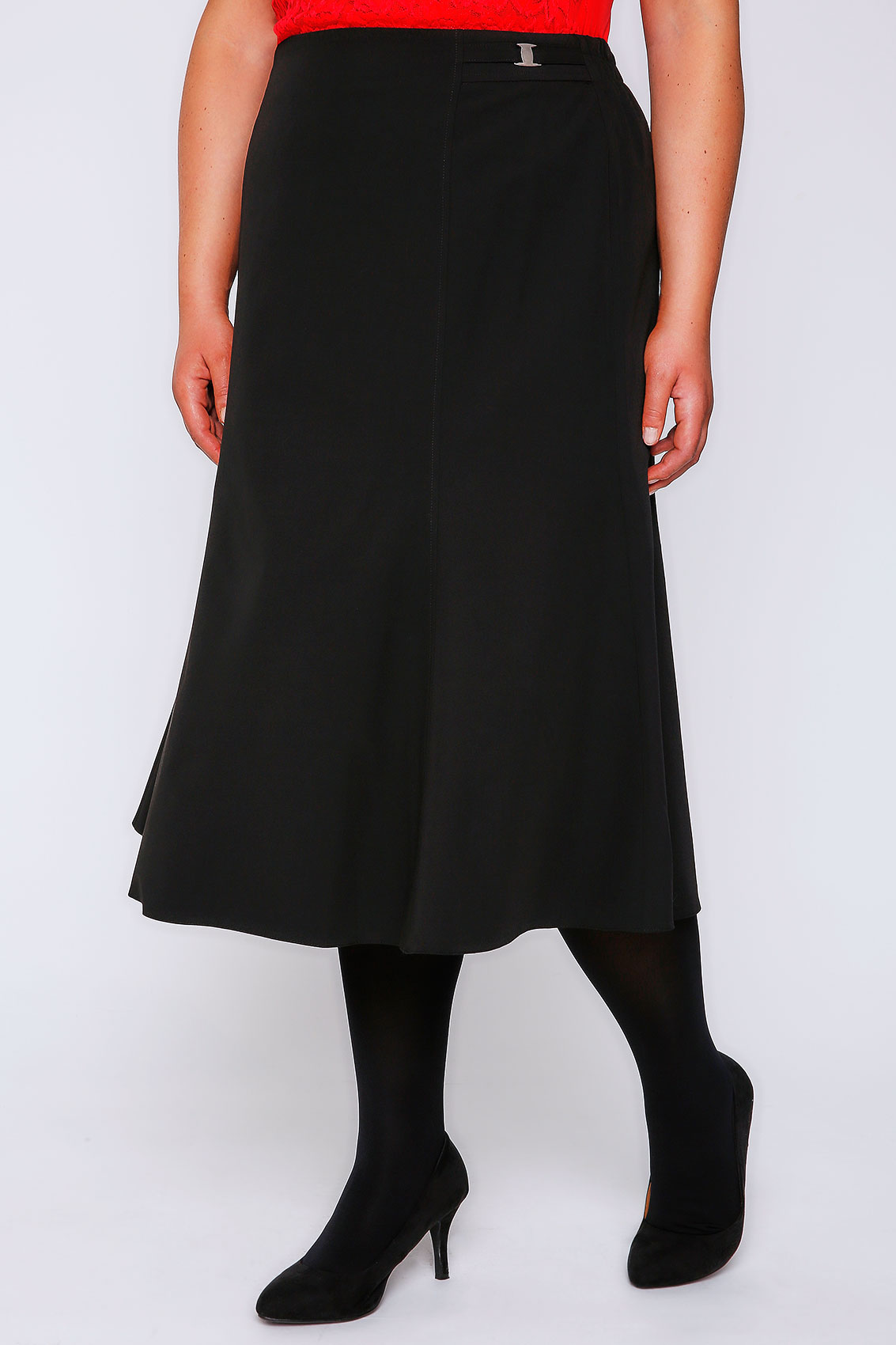 Black Fit & Flare Skirt With Elasticated Waist Plus Size 16 to 32