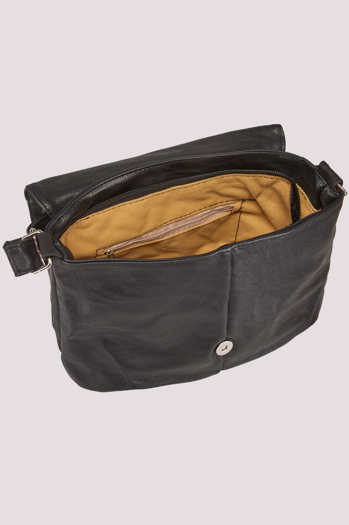 Black Flower Shoulder Bag With Adjustable Strap