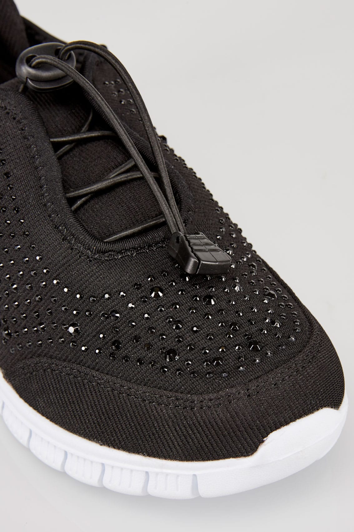 Black Embellished Trainers In EEE Fit