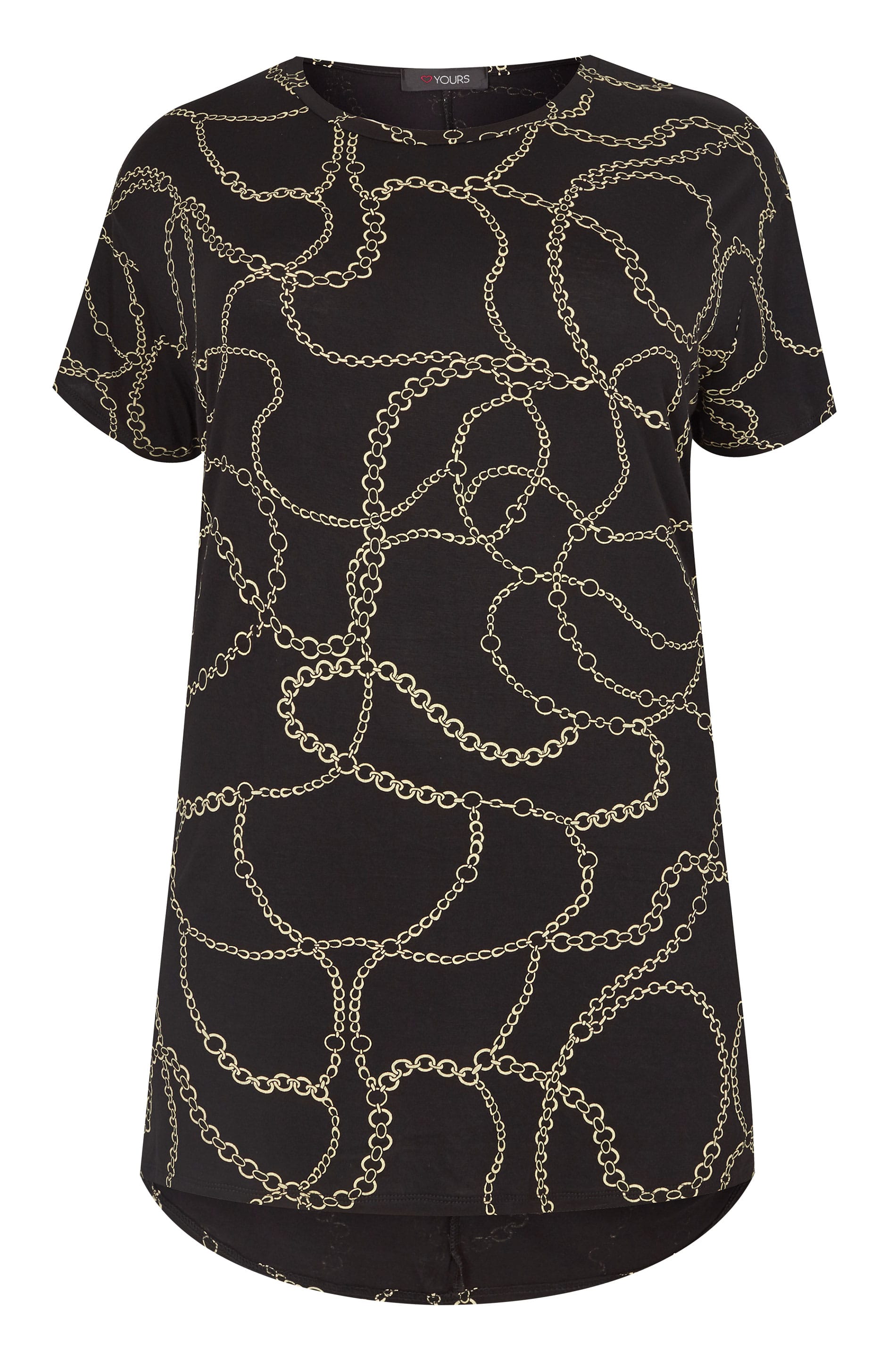 Black & Gold Chain Print T-Shirt, Plus size 16 to 36