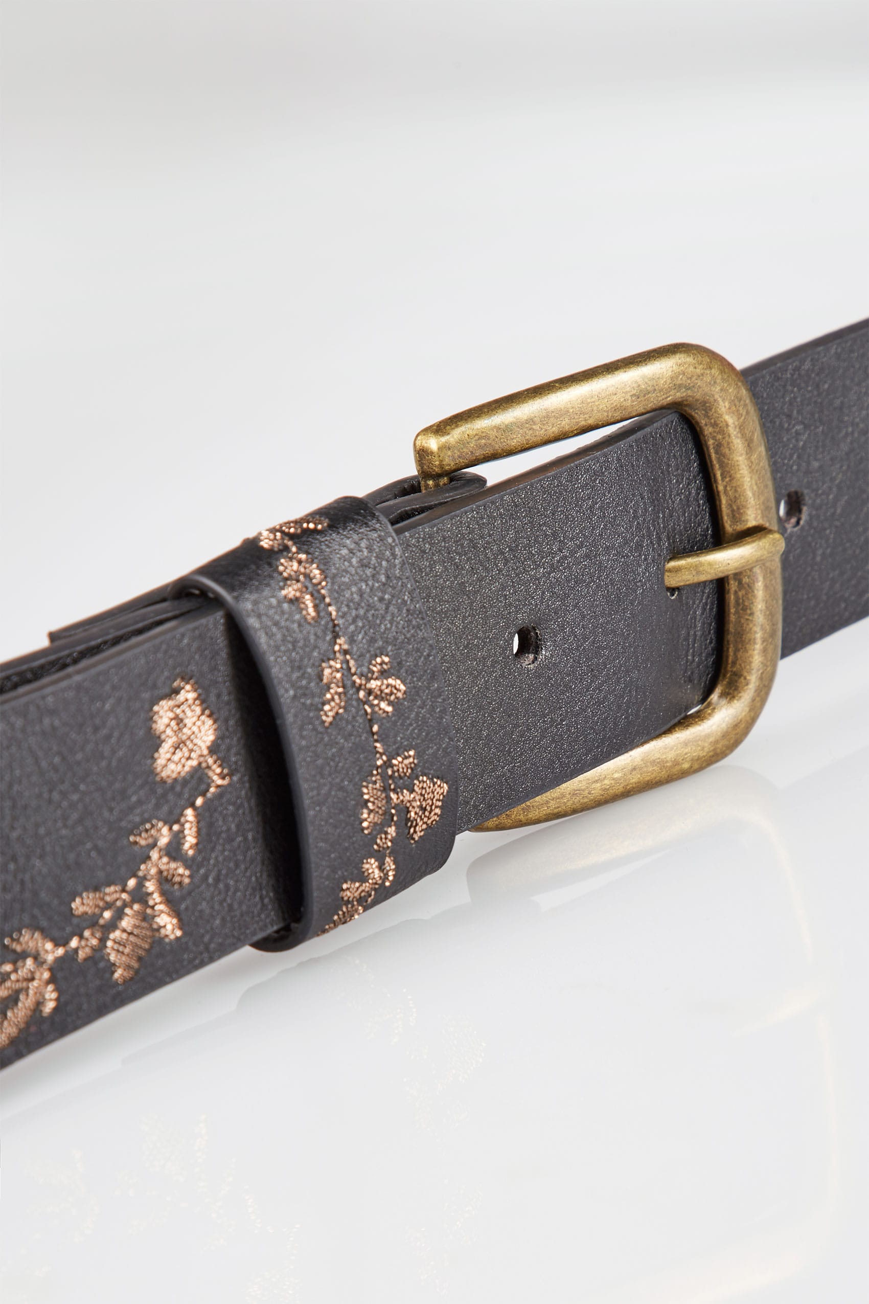 Black & Gold Floral Embroidered Belt, Size 16 to 32