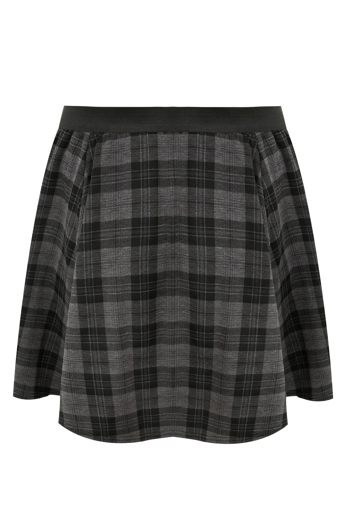 Black And Grey Checked Print Jersey Skater Skirt Plus Size 16 To 36 8187