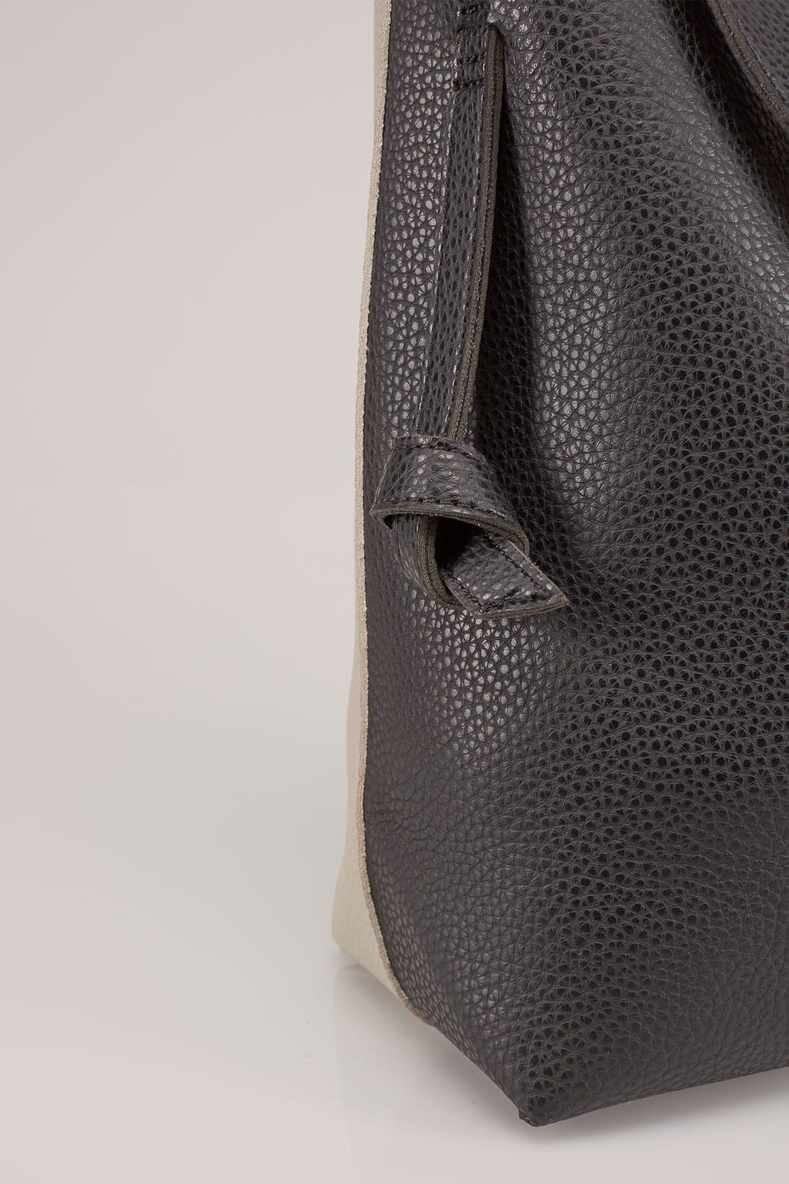 Black  Grey Shopper Bag With Knot Handles-4397