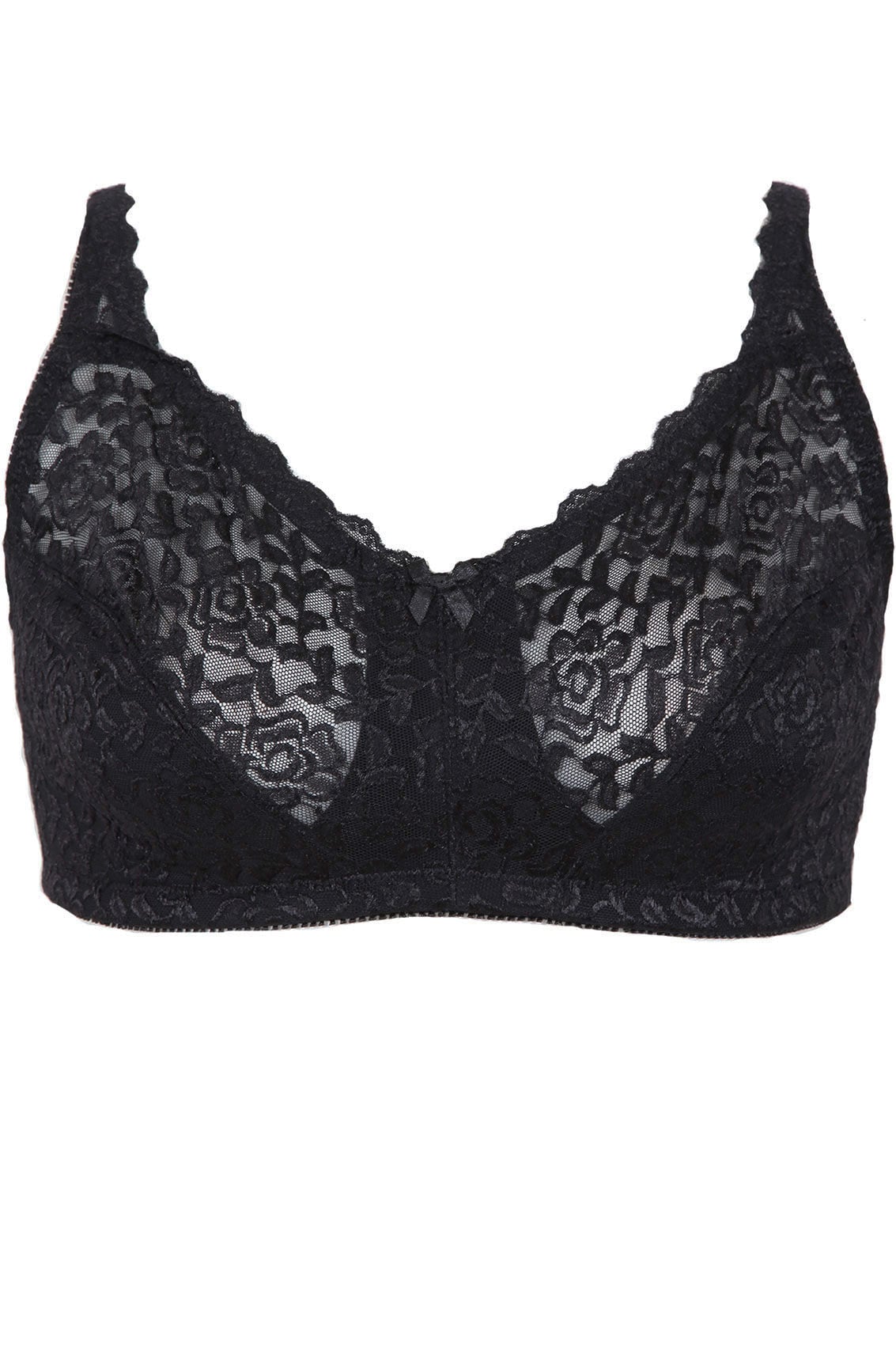 Black Hi Shine Lace Non-Wired Bra