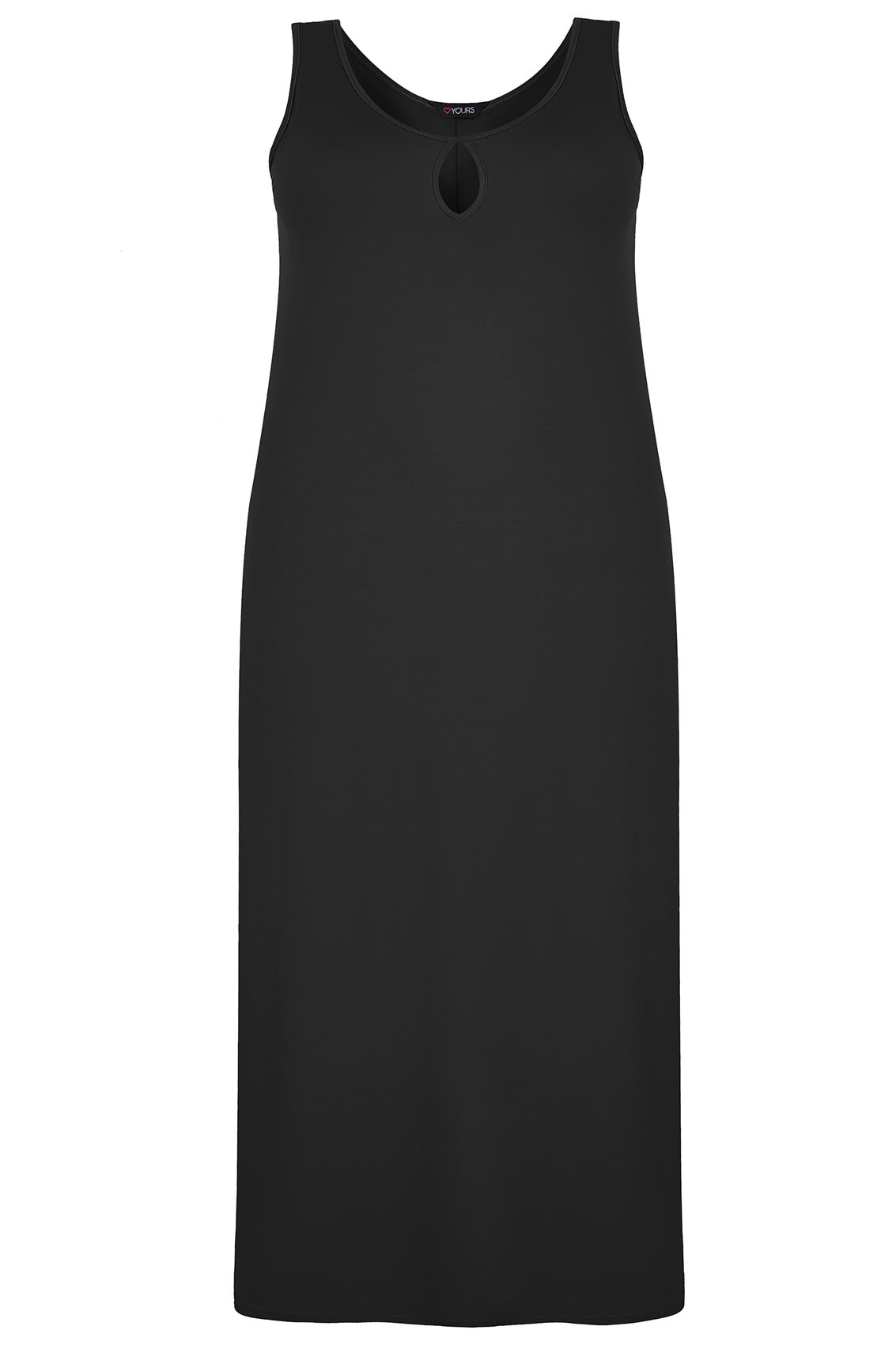 Black Jersey Maxi Dress With Keyhole Detail, Plus size 16 to 36