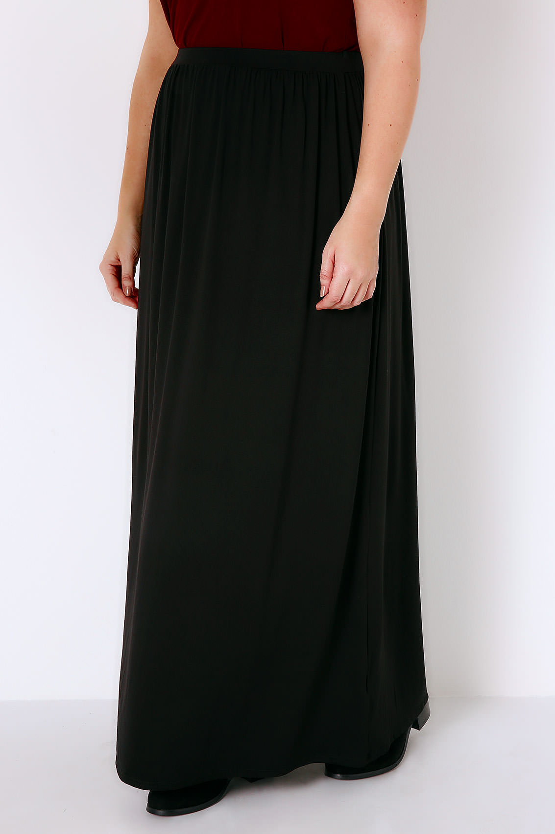 Black Jersey Maxi Skirt, Plus size 16 to 36