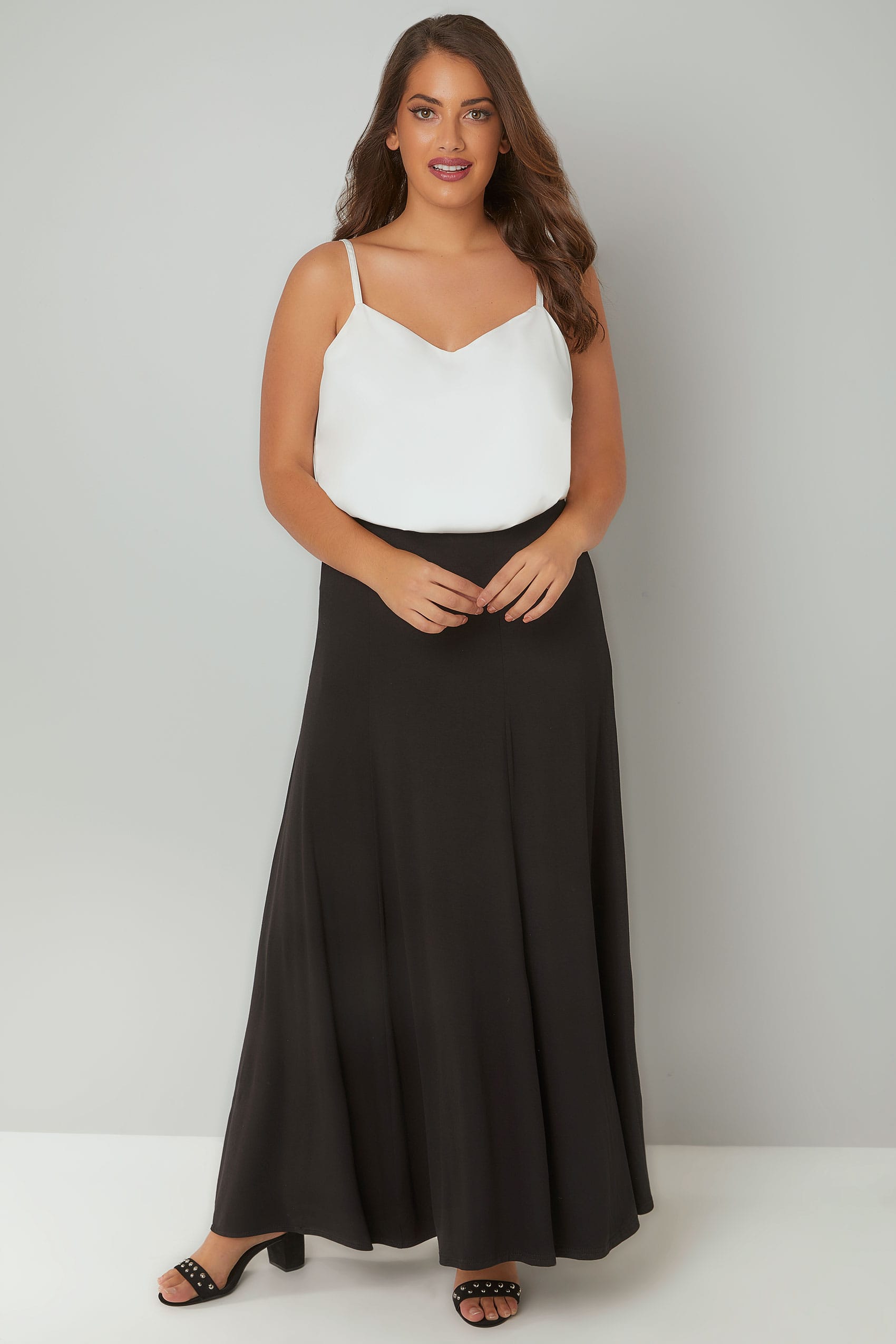 black maxi skirt with 2 slits