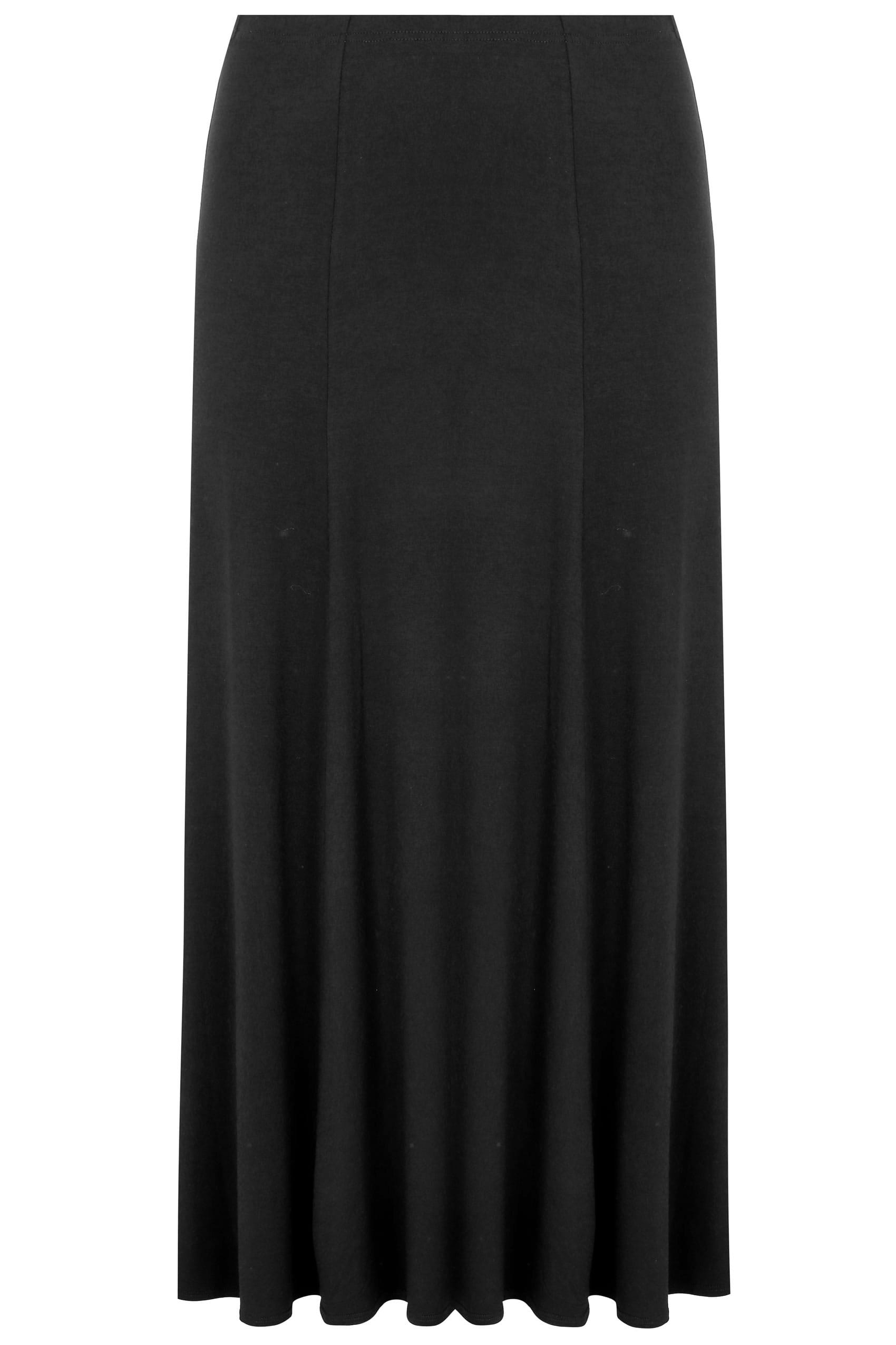 Black Jersey Maxi Skirt, Plus size 16 to 36