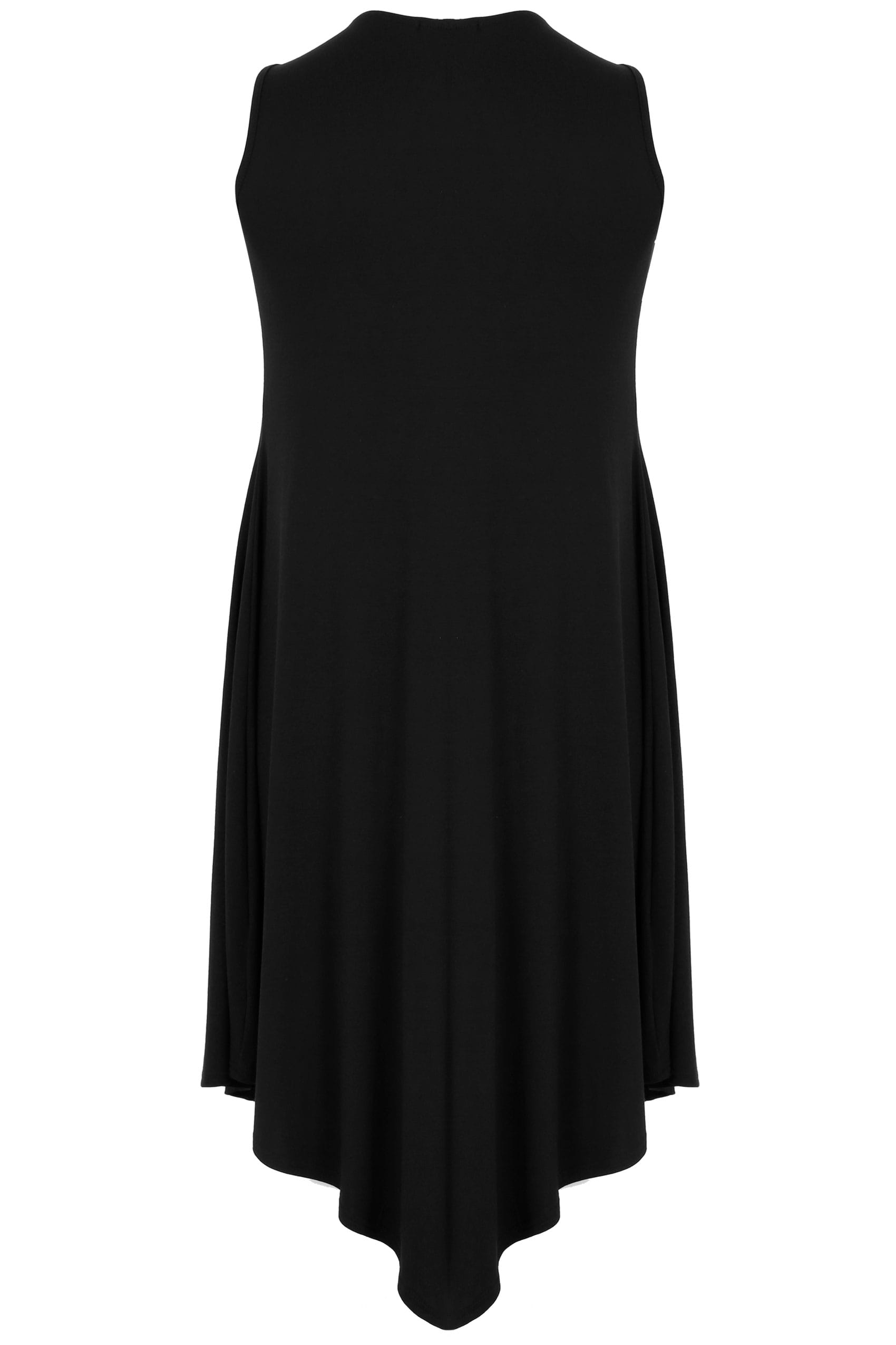 Black Jersey Swing Tunic Dress, Plus size 16 to 32