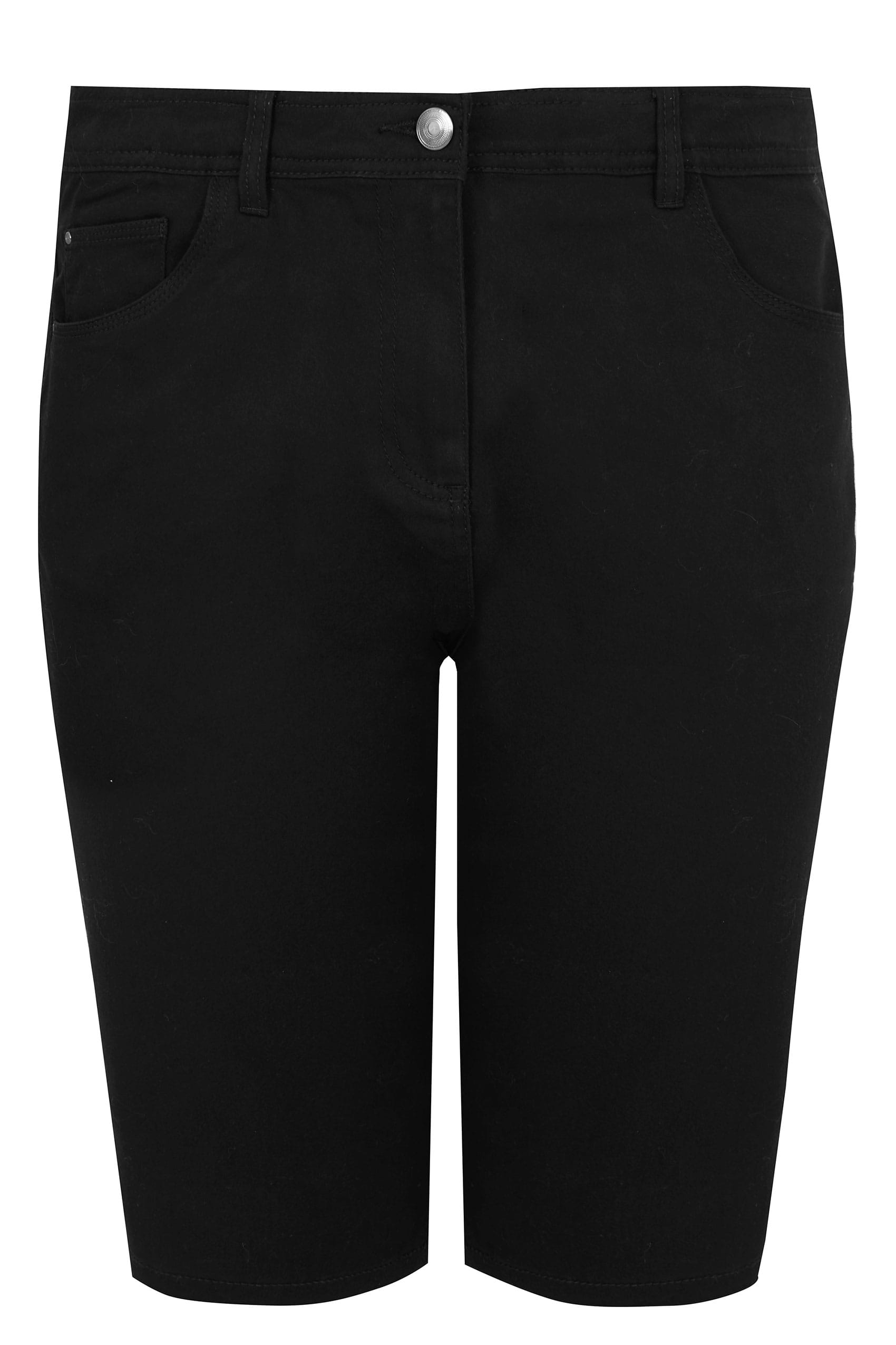 Black Knee Length Shorts, Plus size 16 to 36