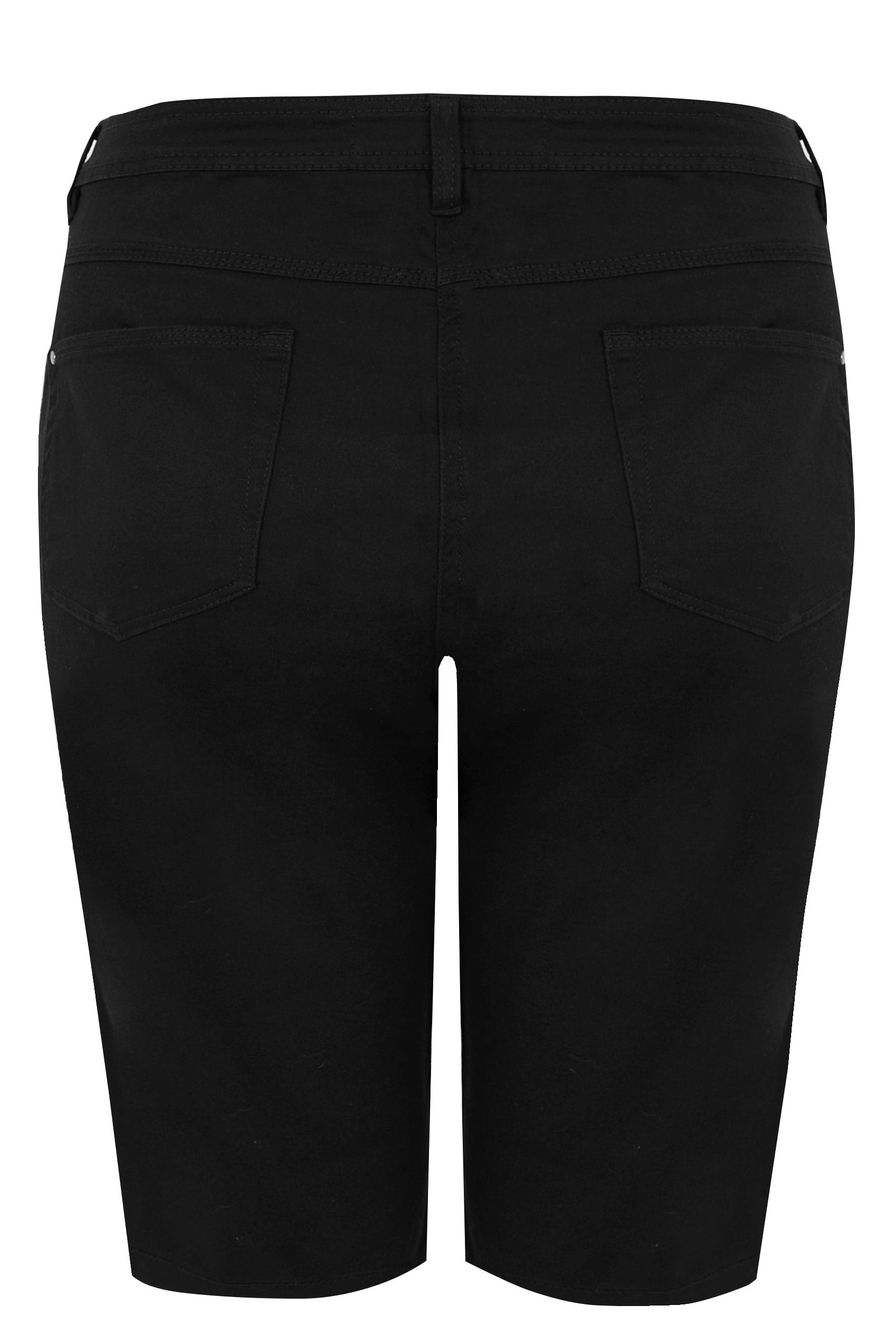 Black Knee Length Shorts, Plus size 16 to 36