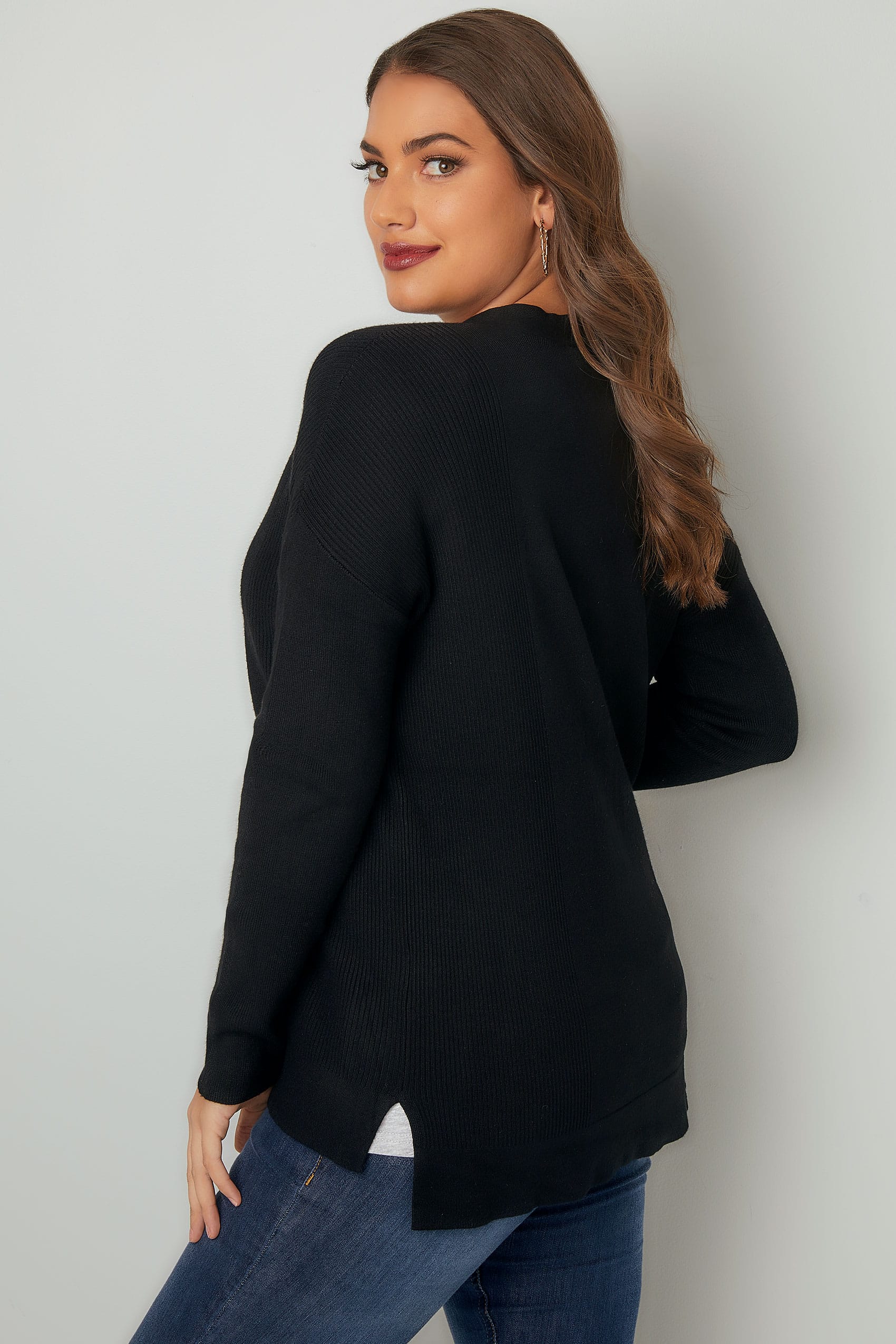 Black Cardigan With Zip Front, Plus size 16 to 36