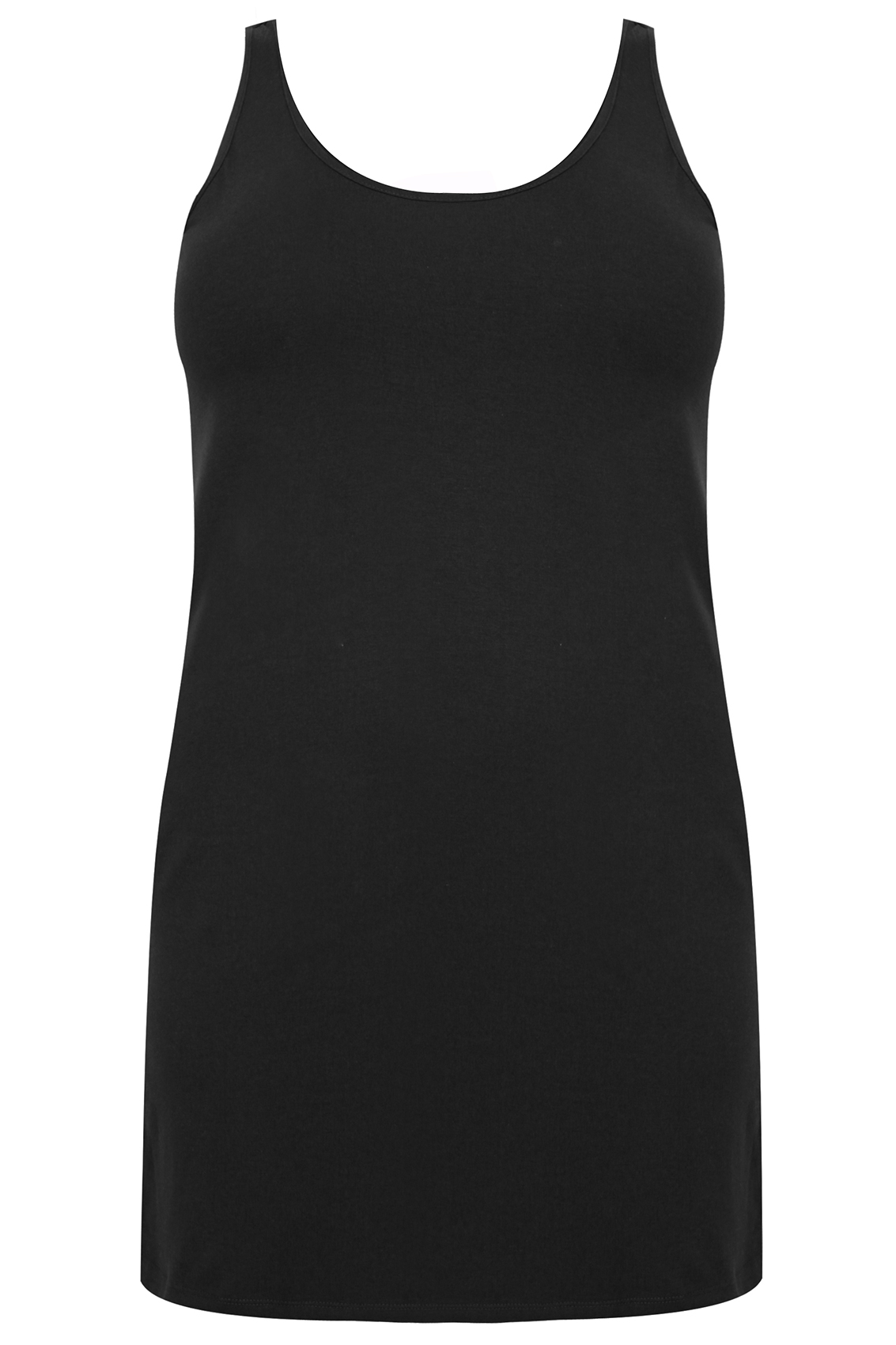 Black Longline Vest Top, Plus size 16 to 36