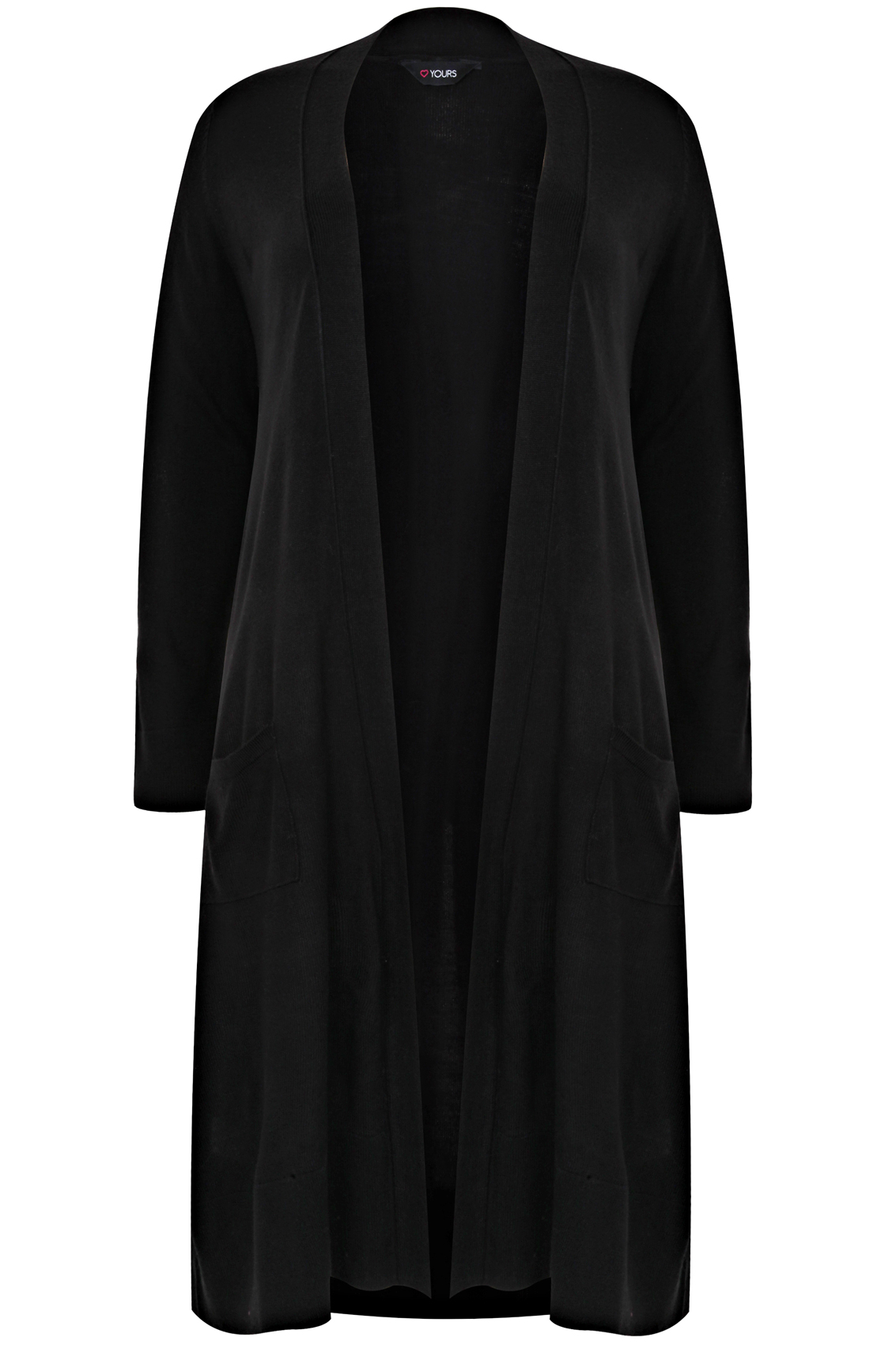 Black Maxi Knit Cardigan With Pockets Plus Size 16 to 36
