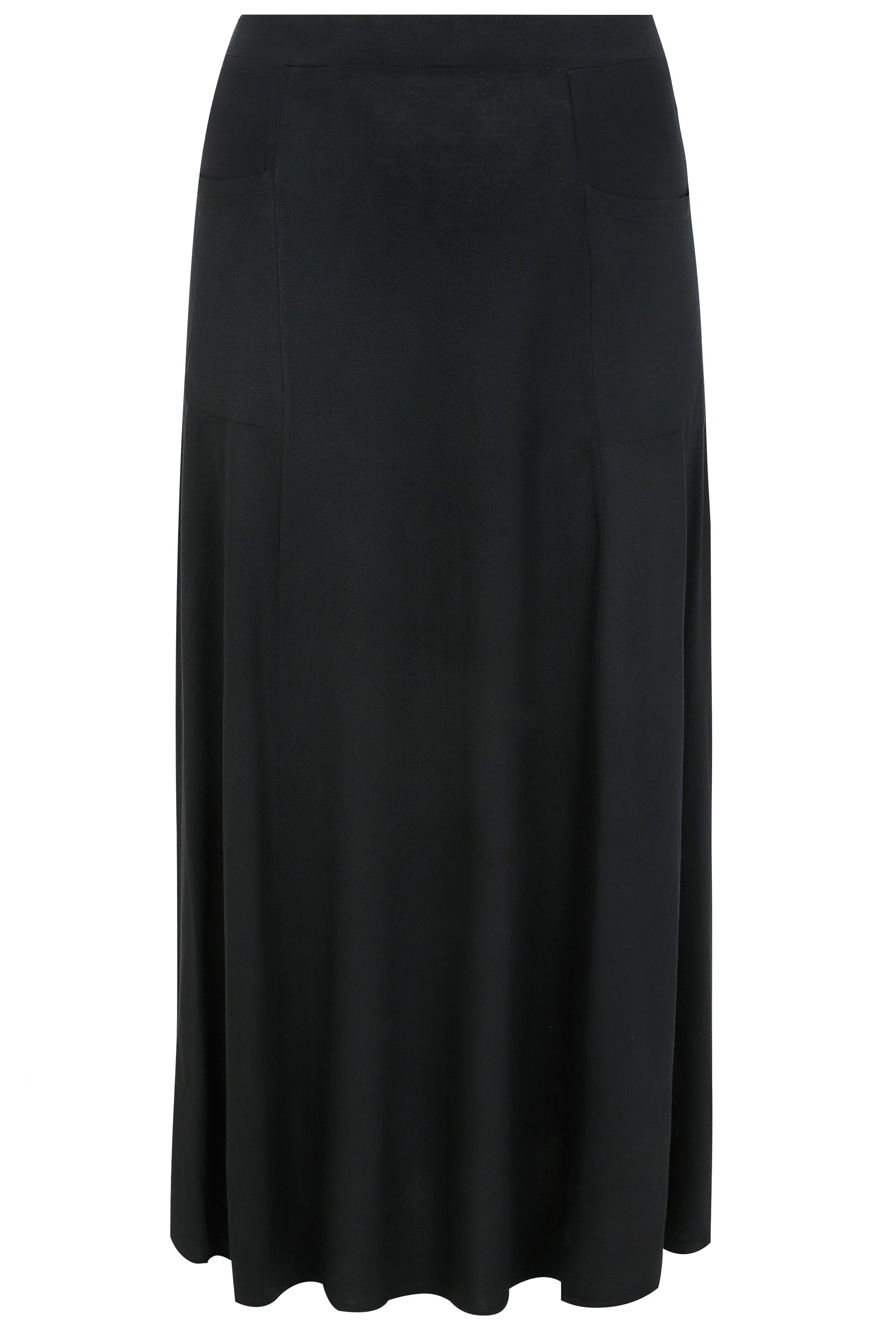 Black Maxi Skirt With Pockets, Plus size 16 to 36