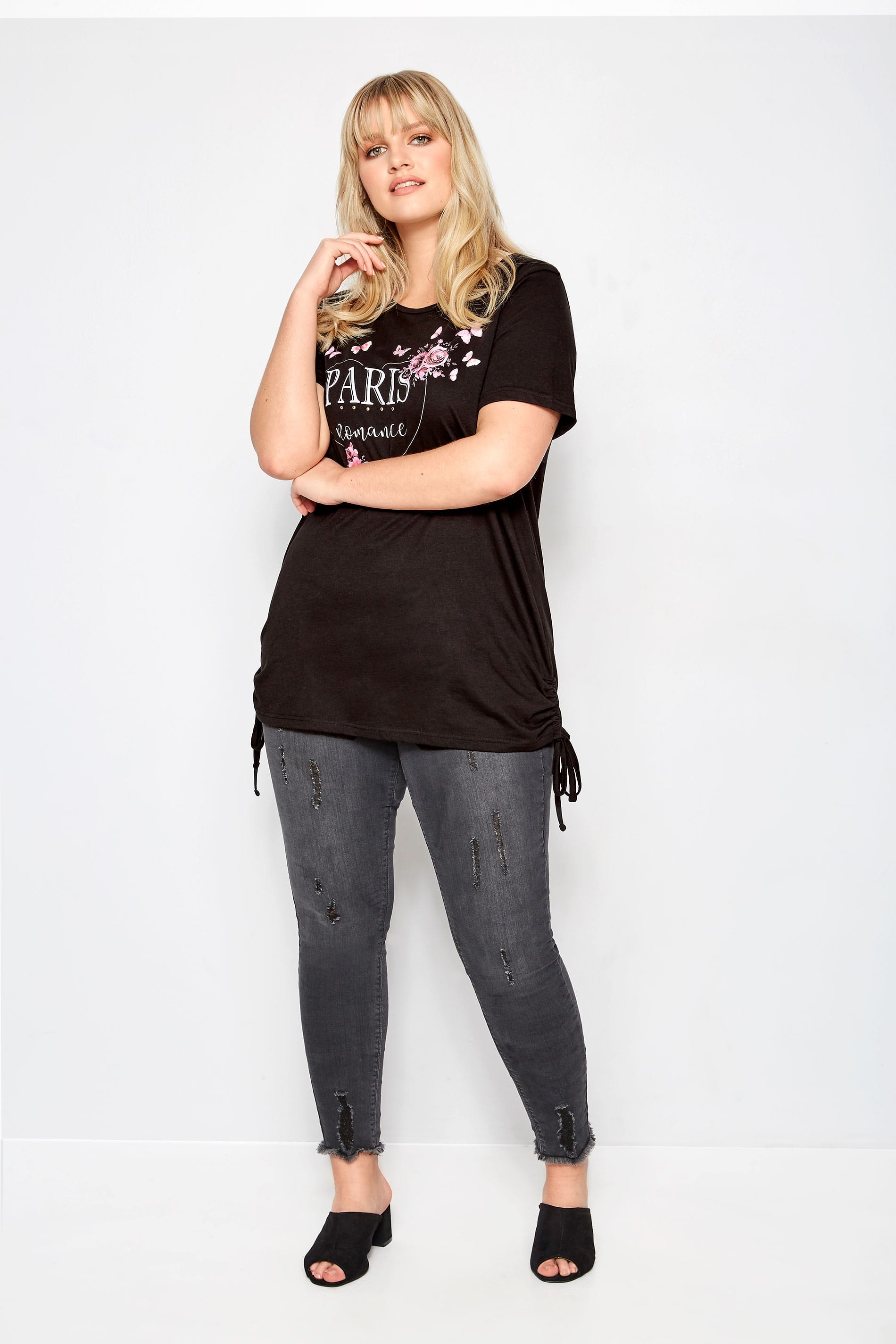 Download Plus Size Black Paris Print Drawstring T-Shirt | Sizes 16 ...