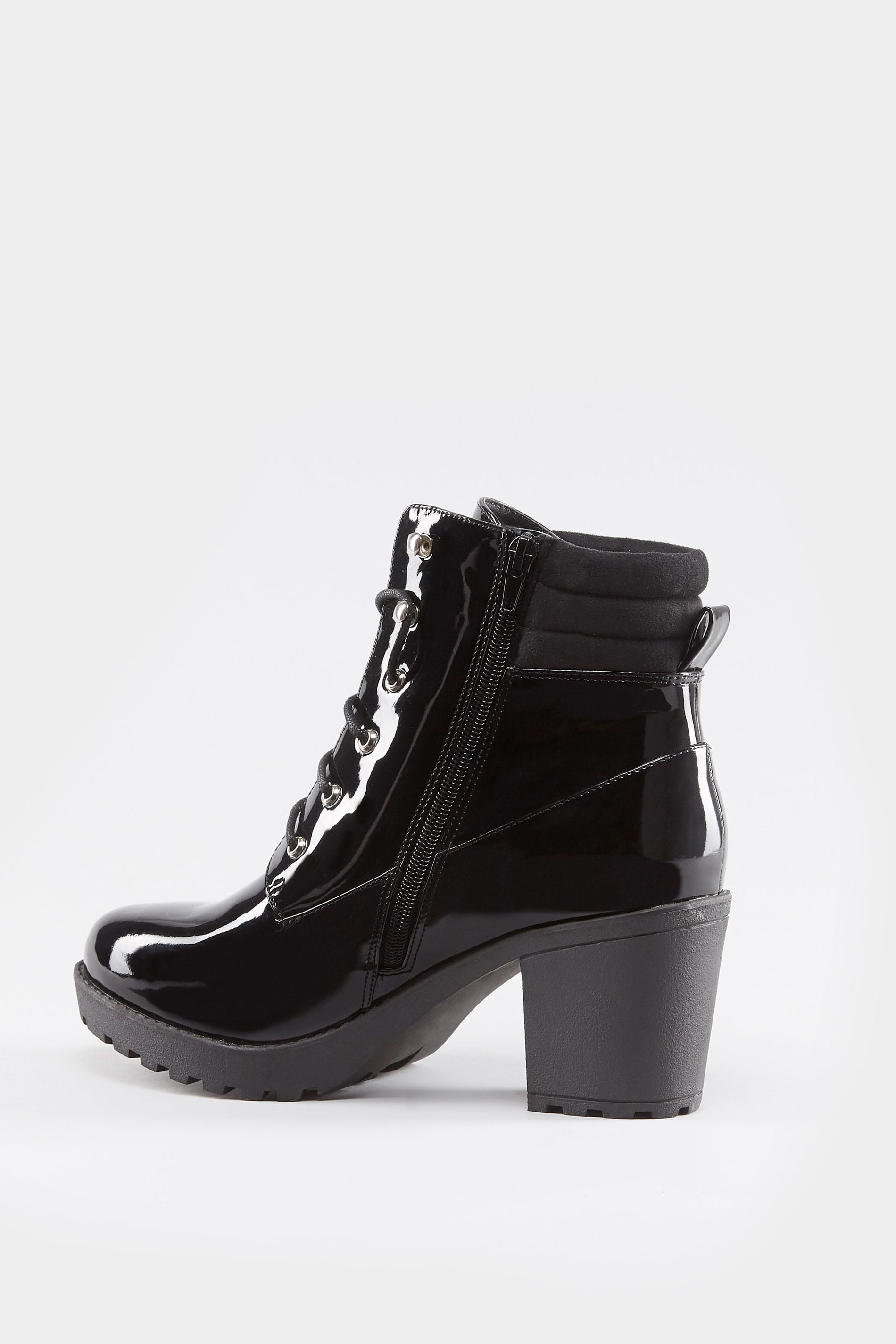 Black Patent Lace Up Heeled Ankle Boot In EEE Fit, Wide Fitting Sizes ...