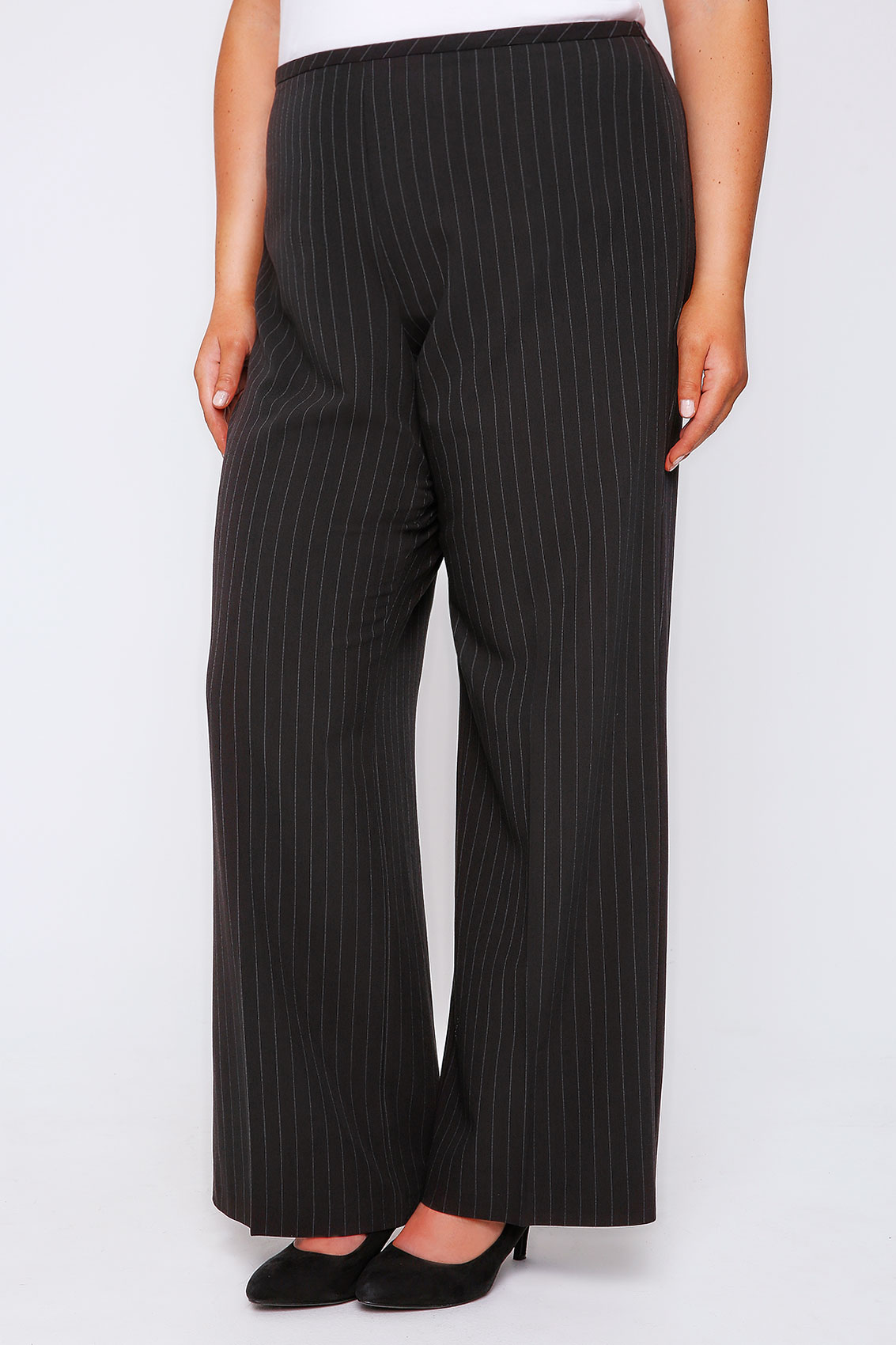 black pinstripe skinny trousers