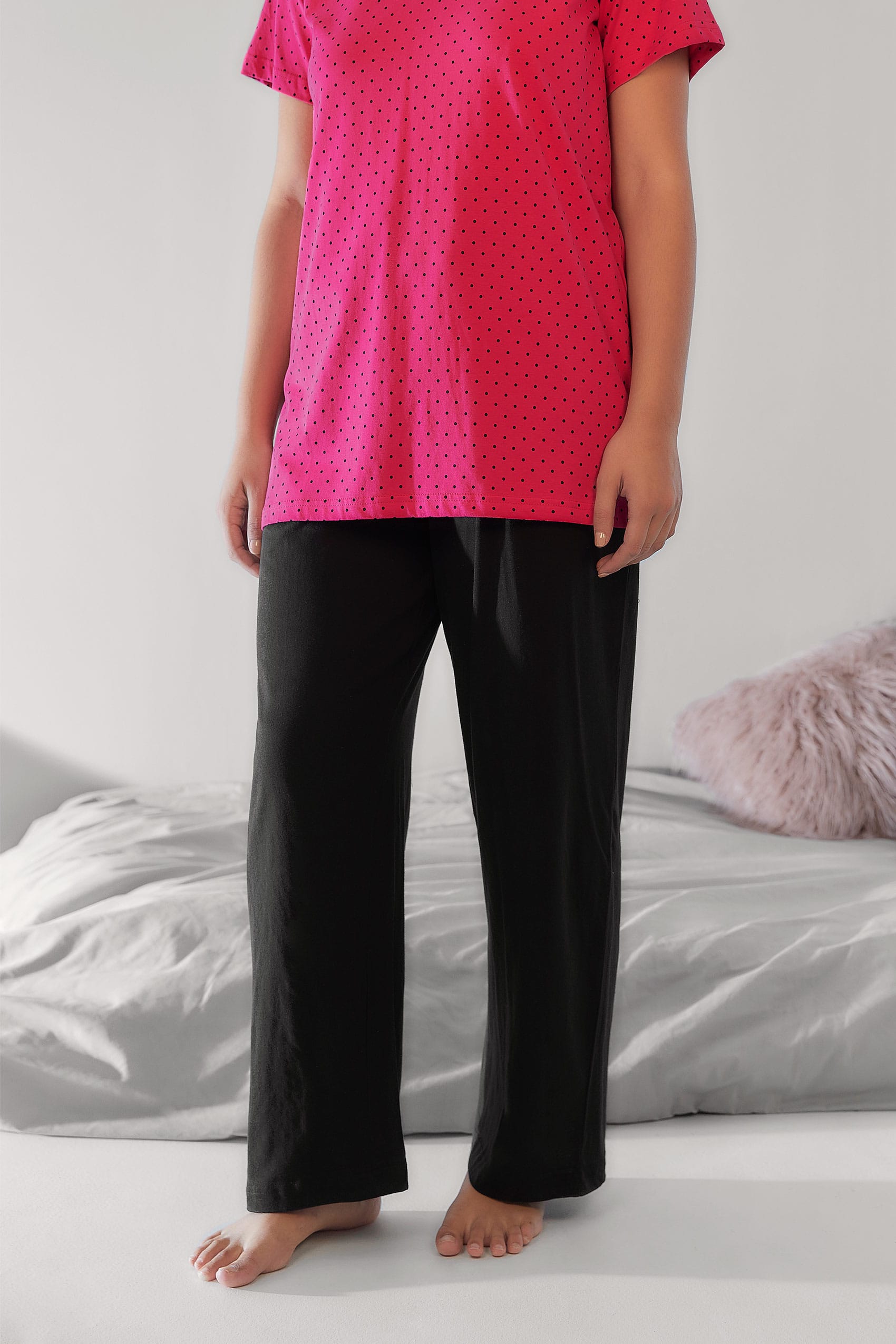 black basic cotton pyjama bottoms plus size 16 to 32
