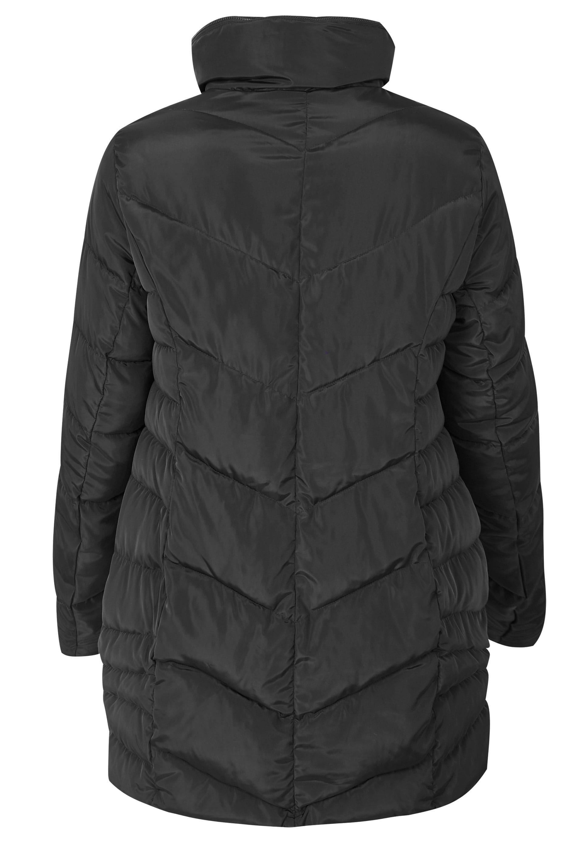 Black Puffer Coat With Zip Out Hood