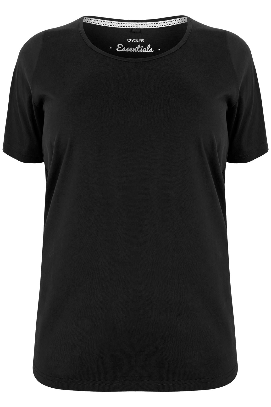 Black Scoop Neck Basic T-Shirt, Plus size 16 to 36