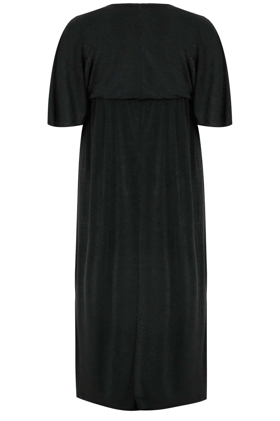 Black Sheen Maxi Dress With Kimono Sleeves, Plus size 16 to 36