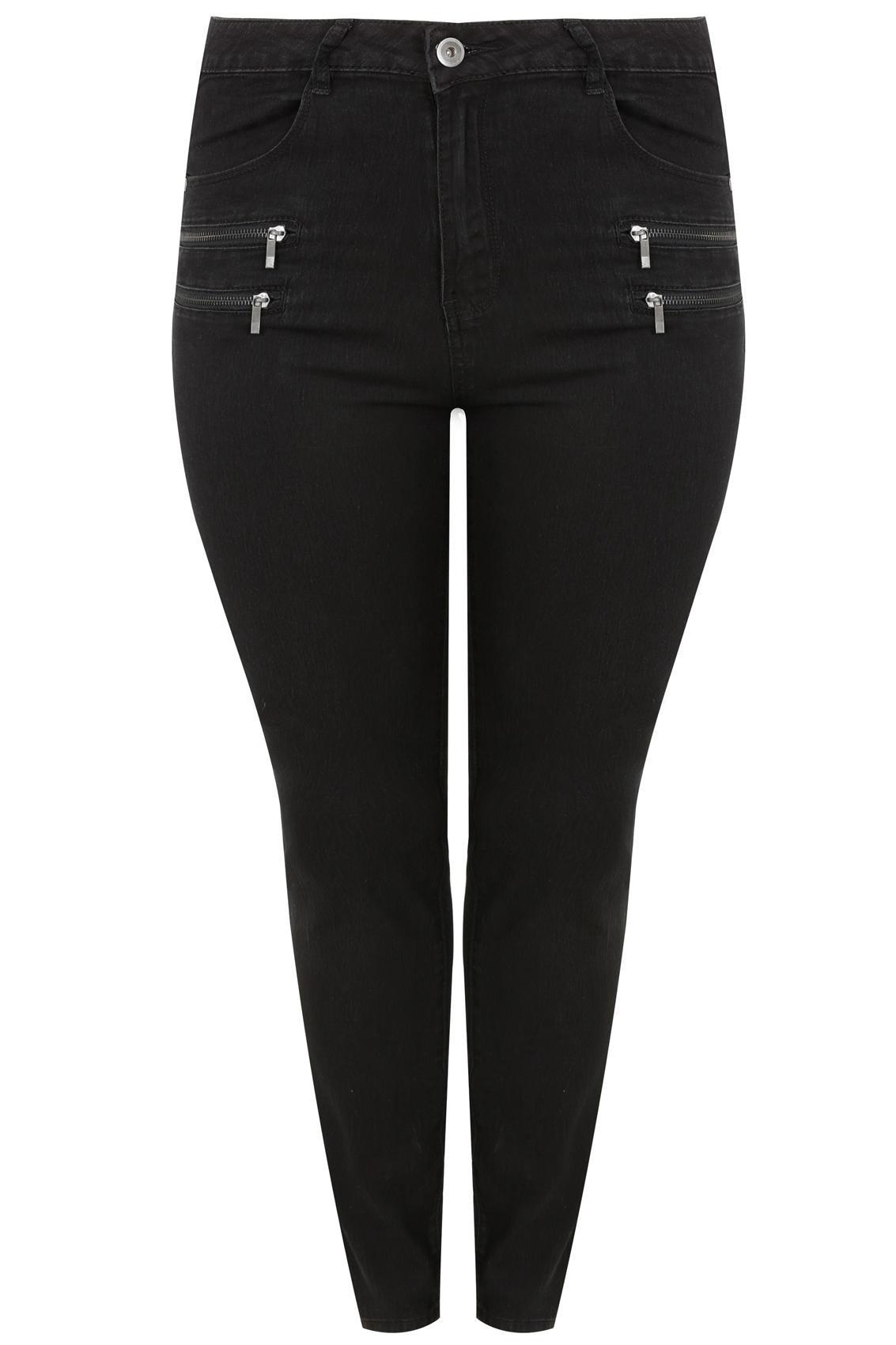 Limited Collection Black Skinny Jeans With Double Zip Detail Plus Size