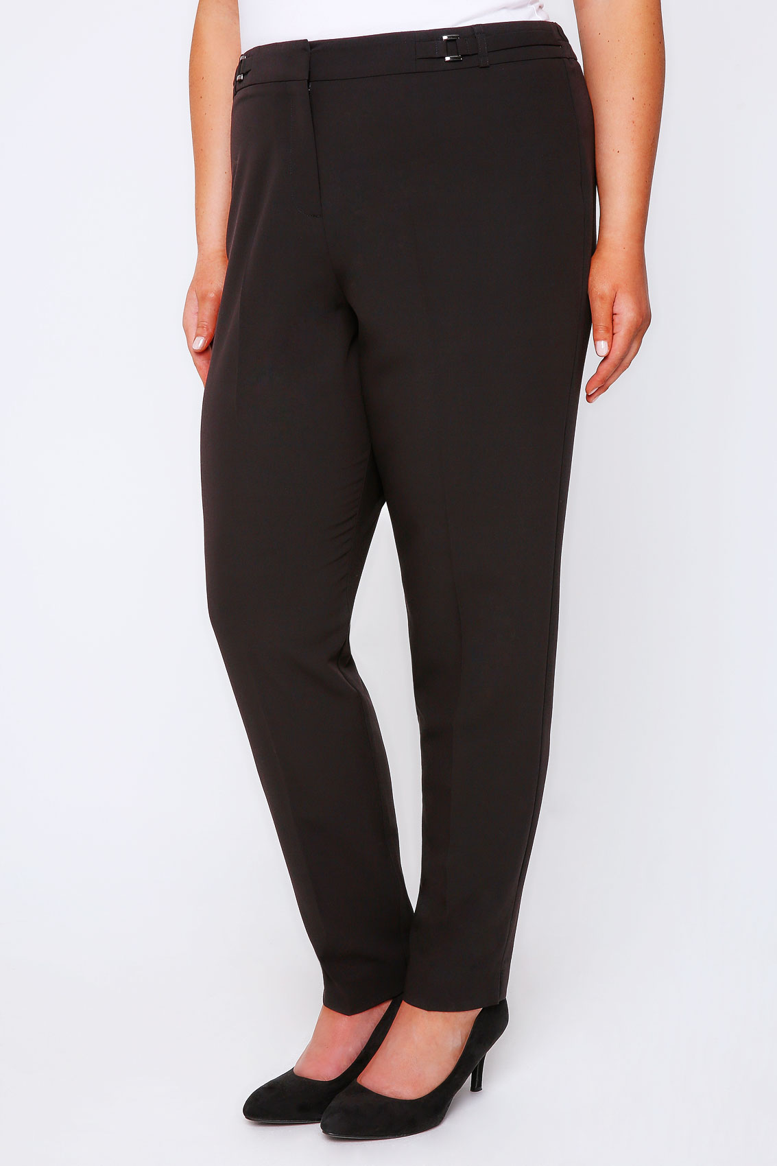 Black Slim Leg Smart Trousers Plus Size 16 to 36