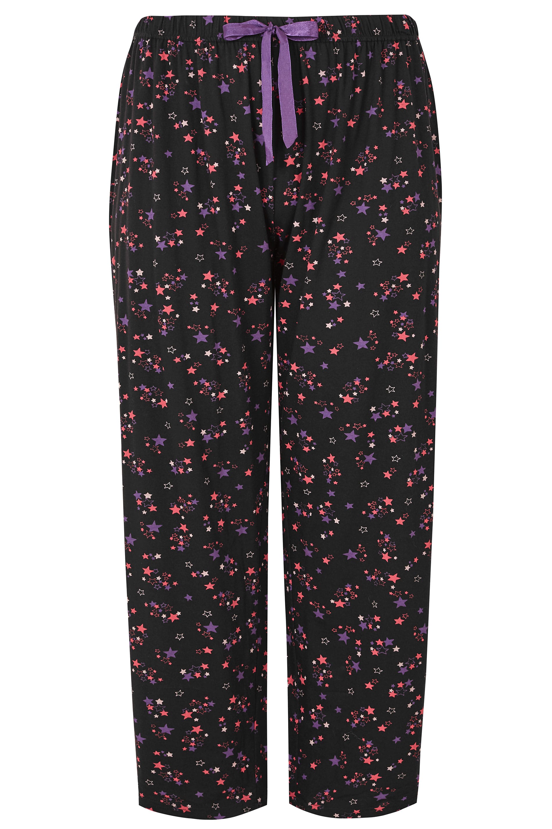 Black Star Print Pyjama Bottoms Plus Size 16 To 36