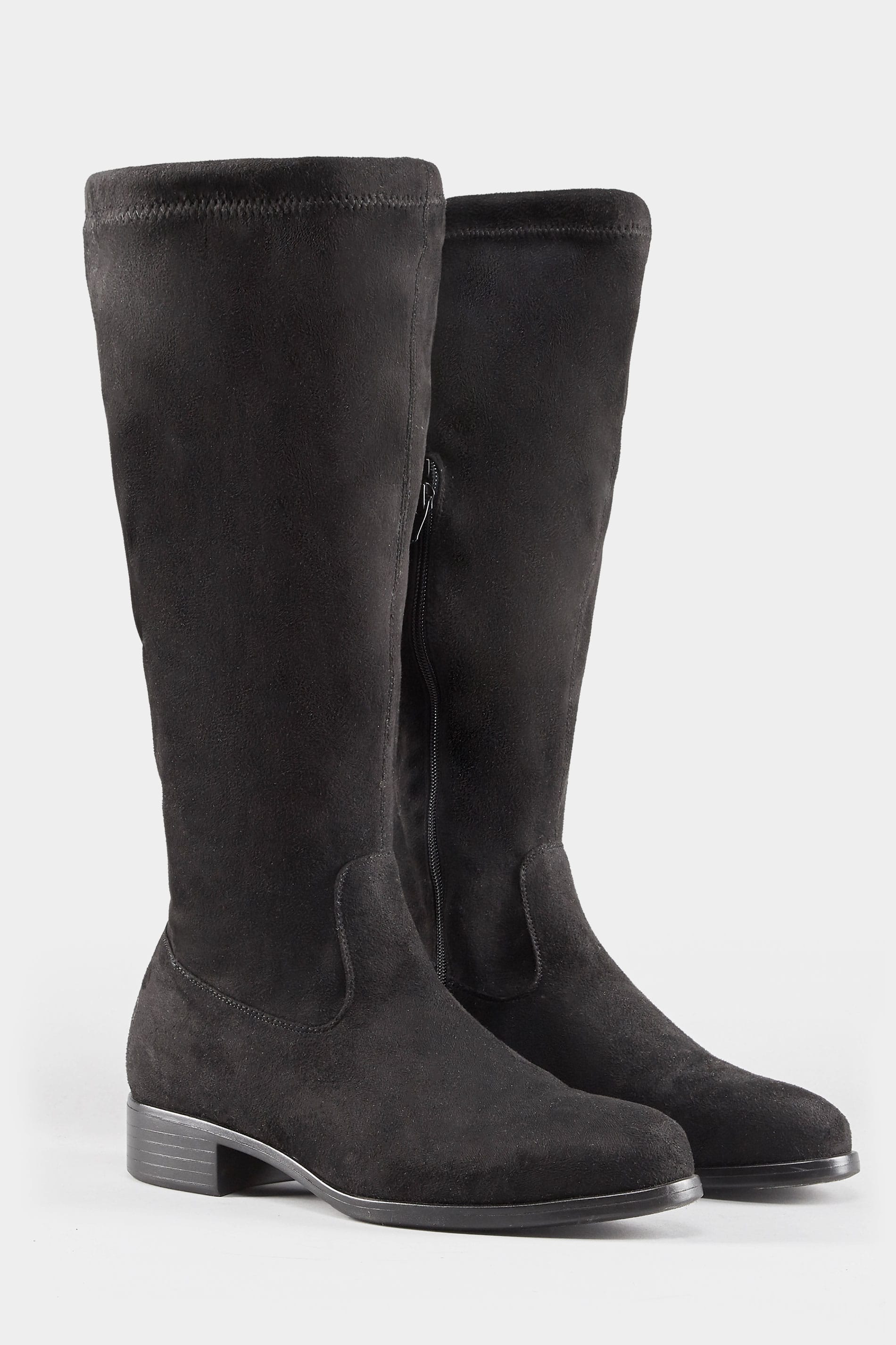 Black Stretch Knee High Boot In EEE Fit, Sizes 4EEE to 10EEE