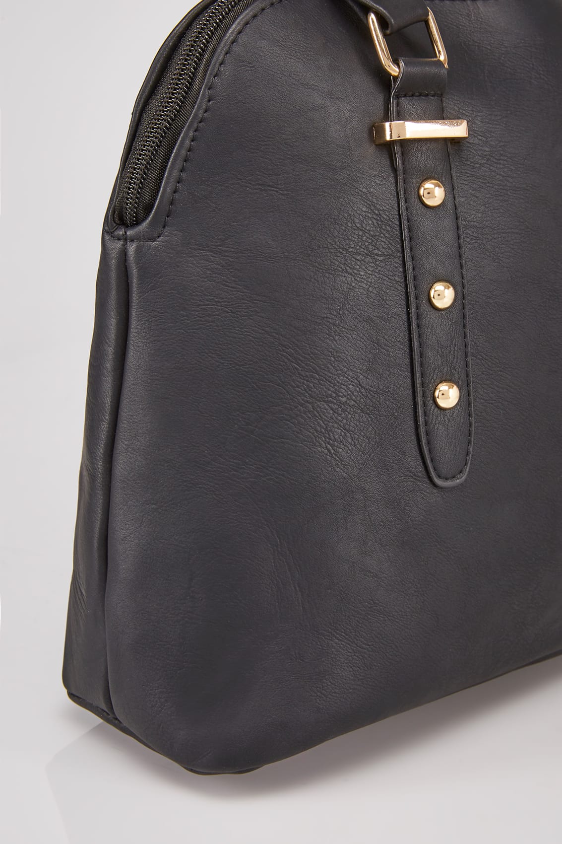 Black Studded Tote Bag With Adjustable Shoulder Strap