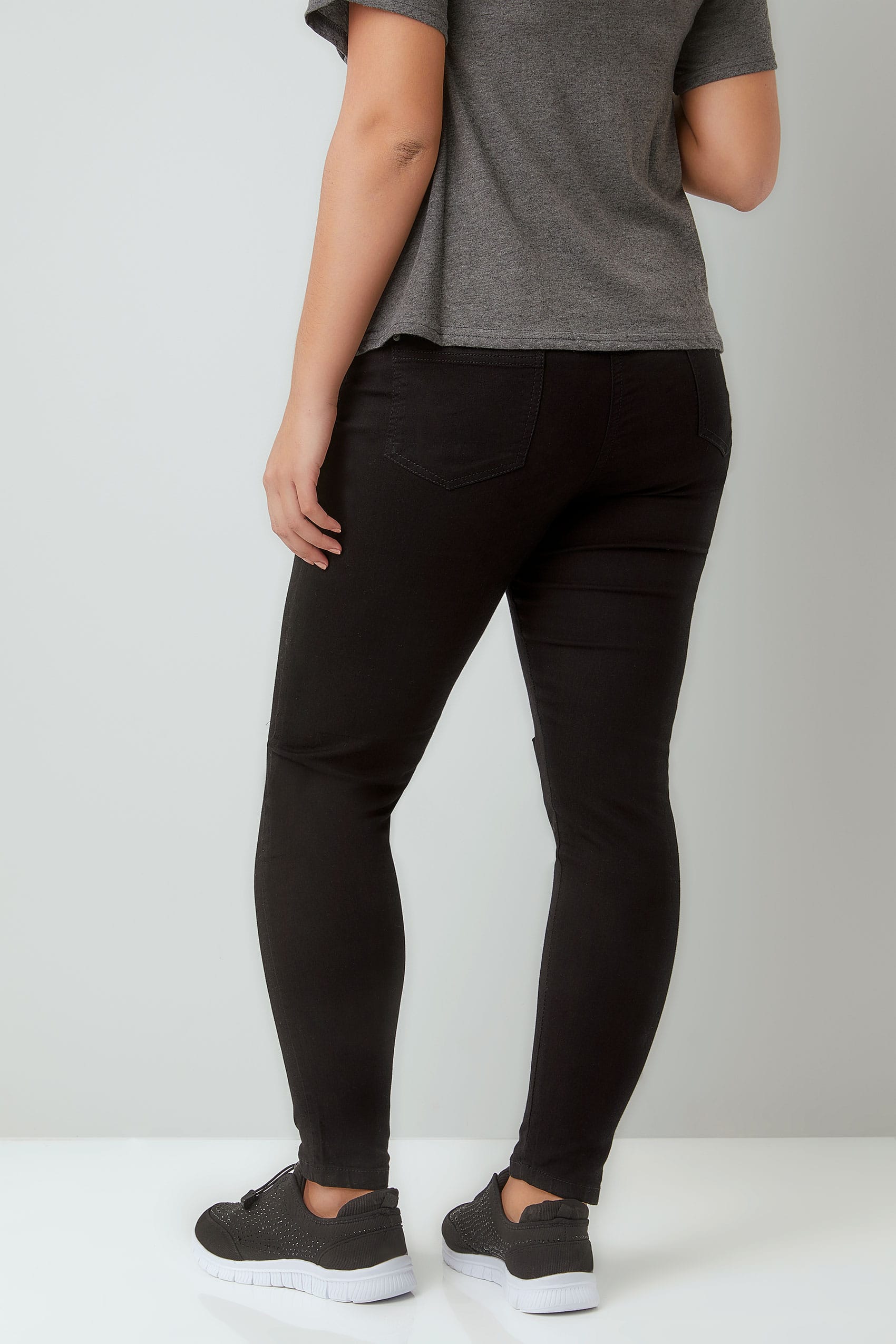 Black Super Stretch Skinny Jeans With Ripped Knees, Plus size 16 to 301700 x 2550
