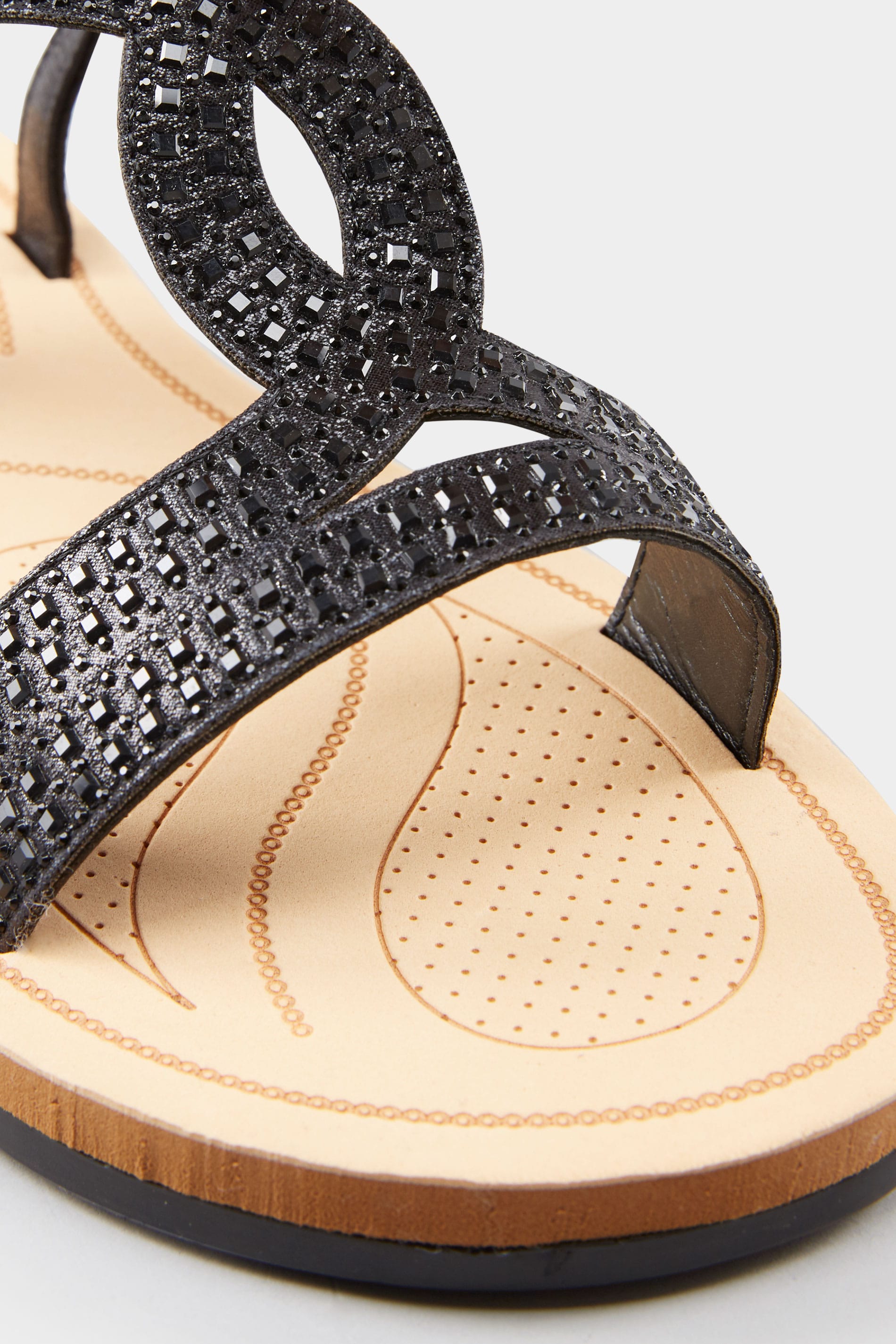 Wide Fitting Black Diamante Sandals | Sizes 5EEE to 10EEE 