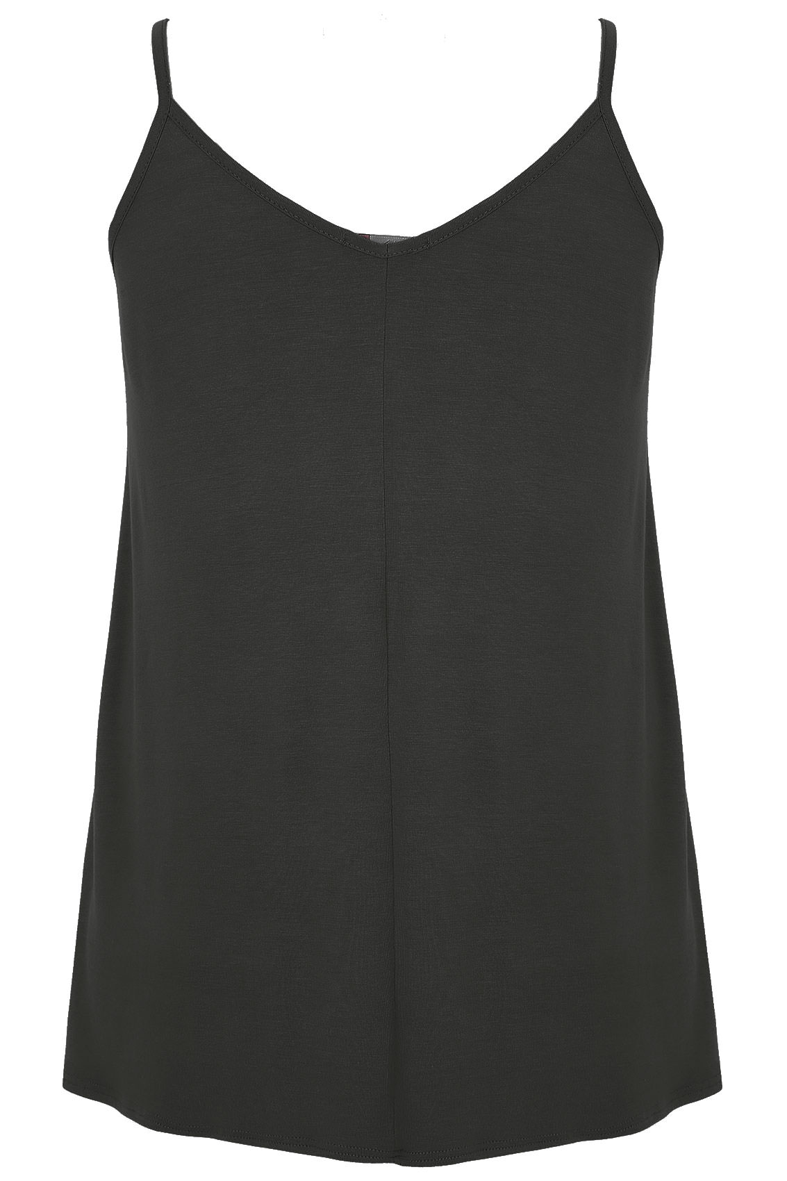 Black V-Neck Longline Cami Vest Top With Cross Front Detail plus size ...