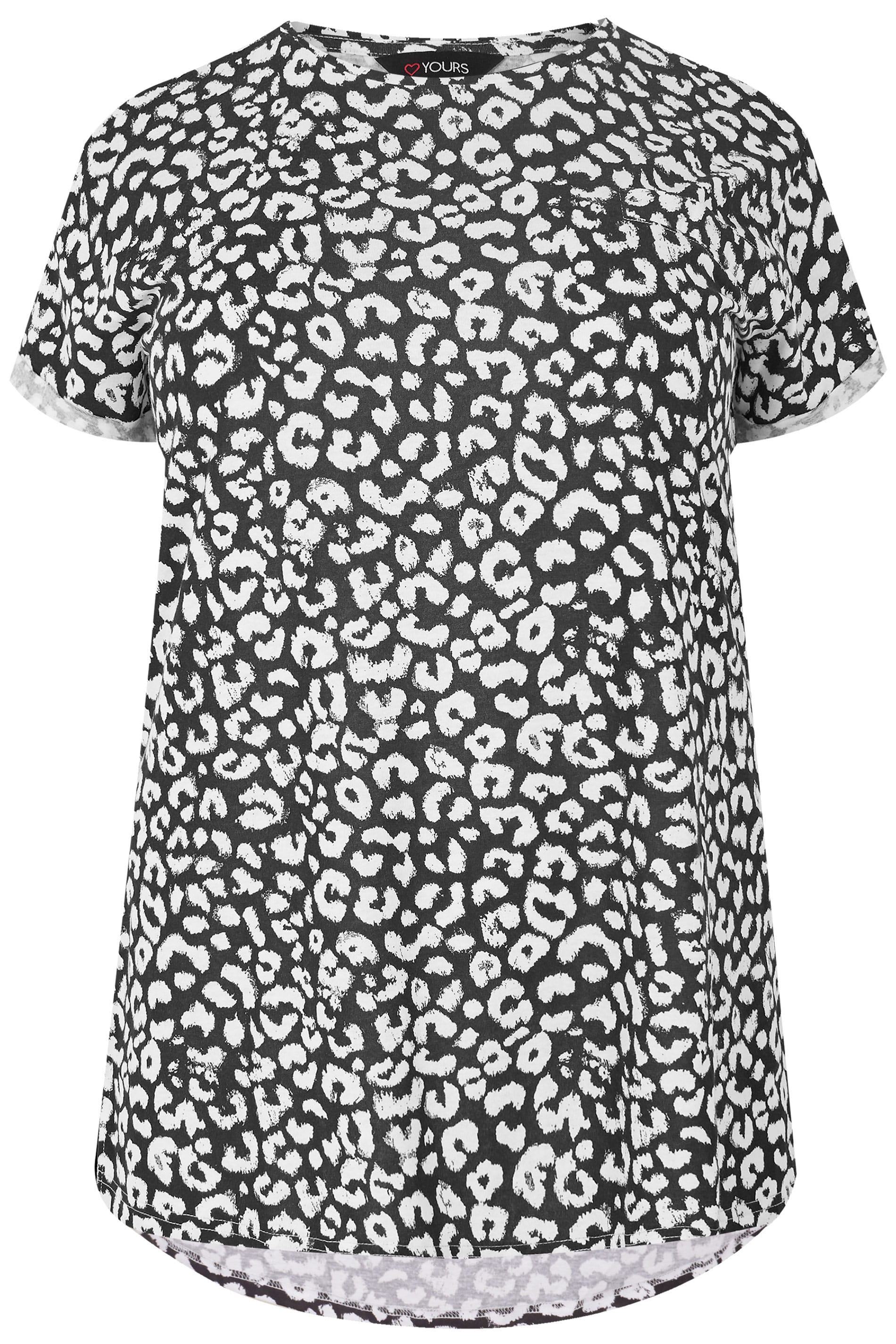 Black & White Animal Pocket T-Shirt, Plus size 16 to 36