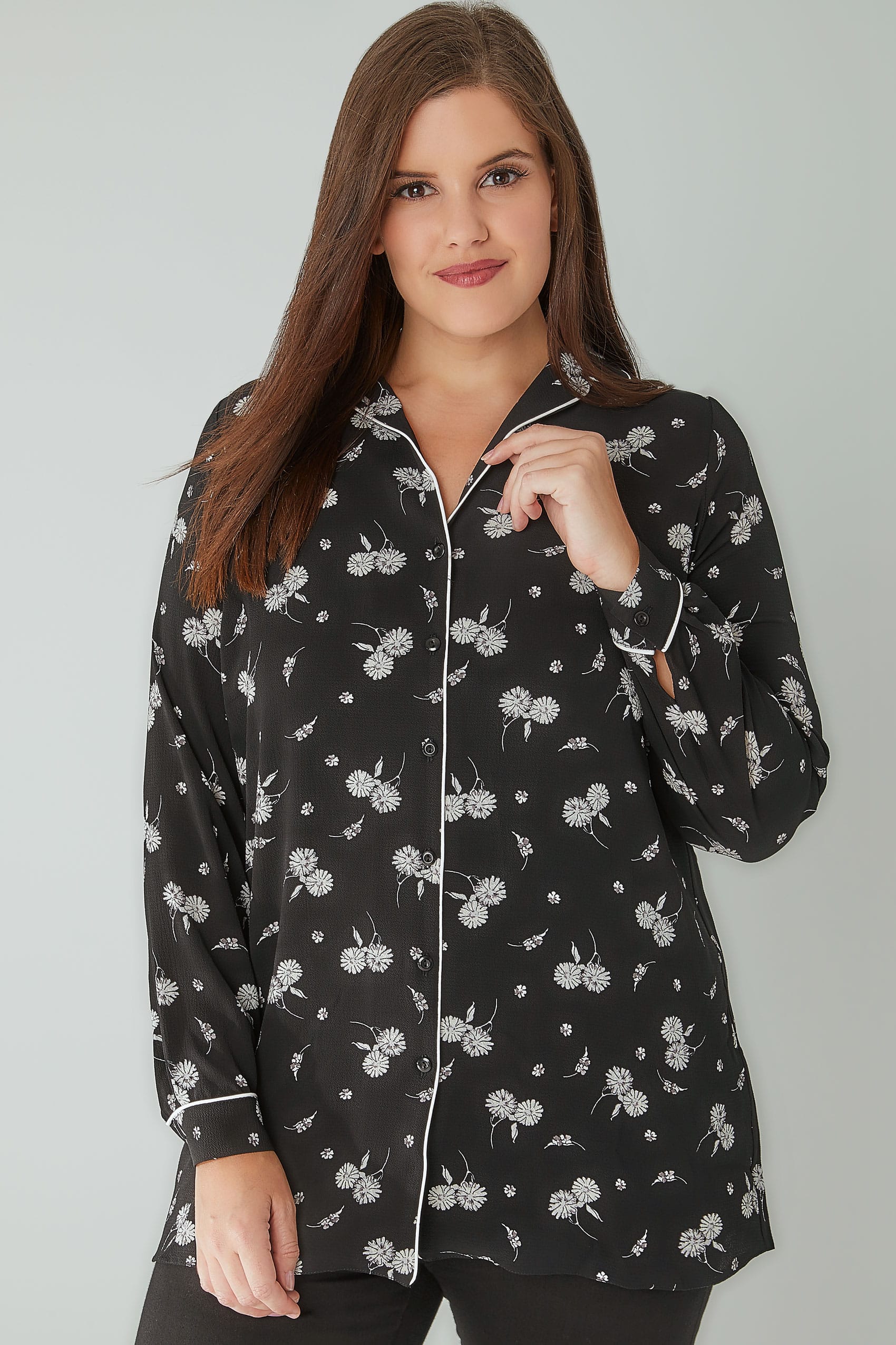 Blouse De Style Pyjama à Imprimé Floral Noir Et Blanc | Free Download ...