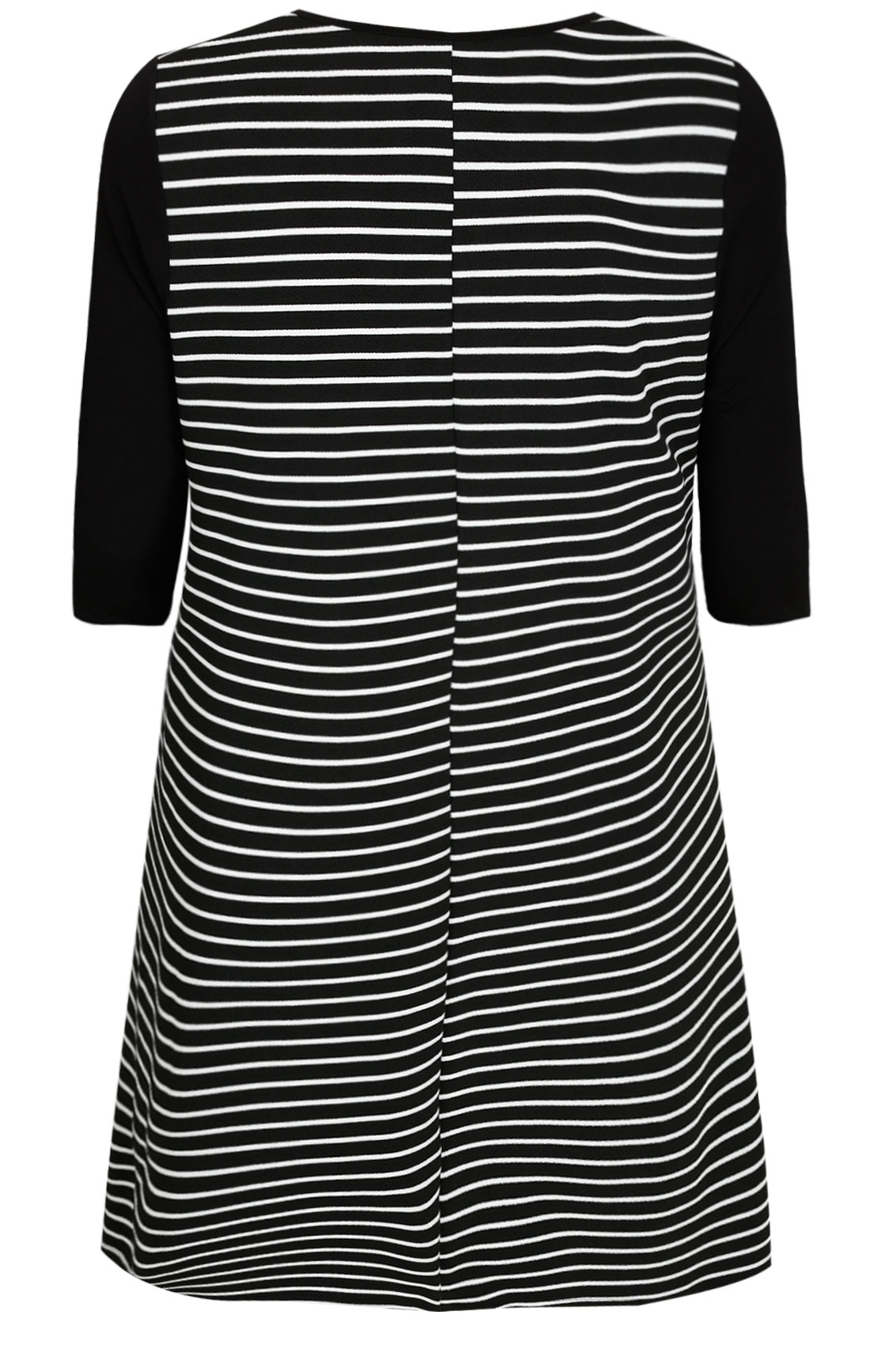 Black & White Stripe Pinafore Style Swing Dress Plus size