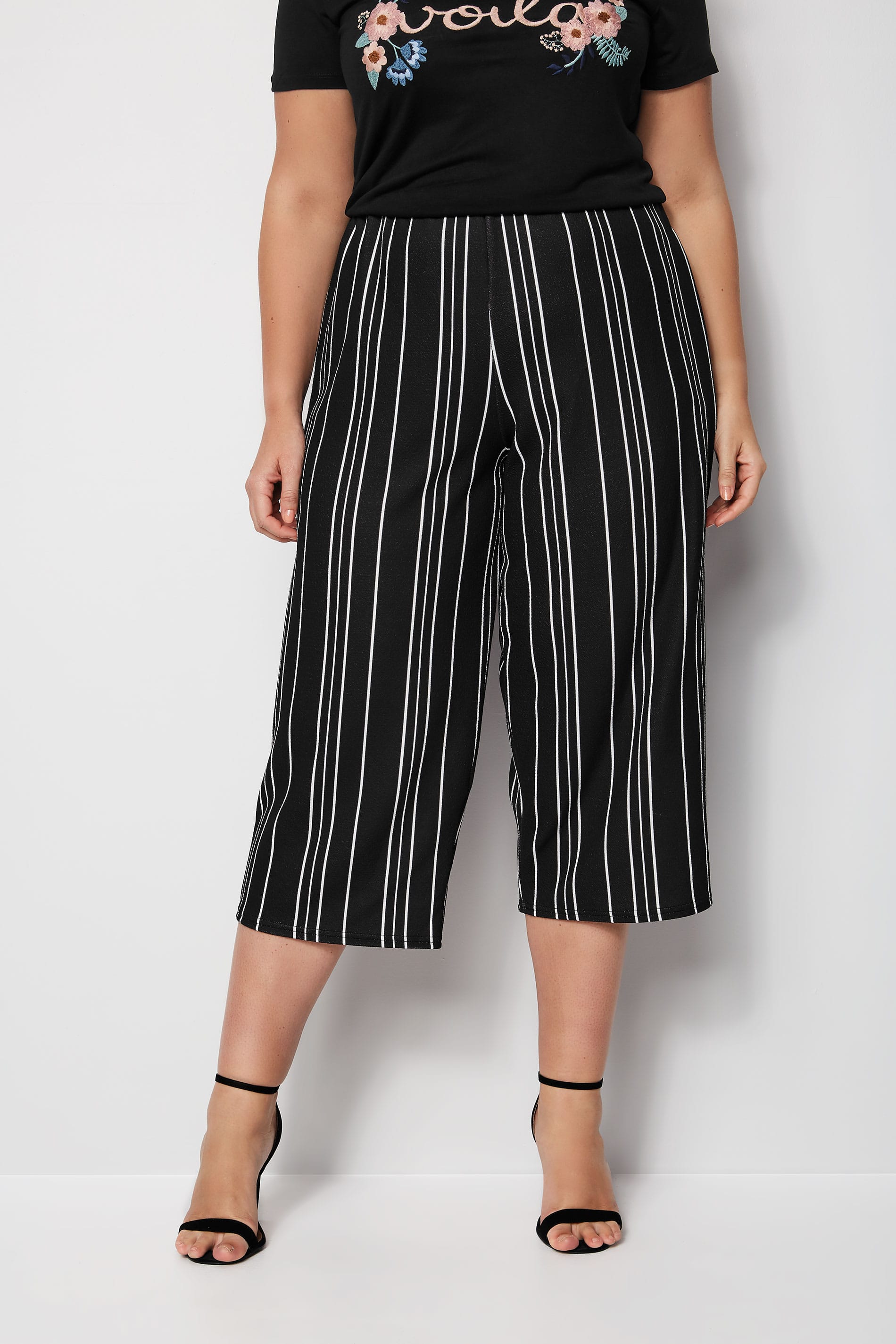 Black & White Striped Culottes, Plus size 16 to 36