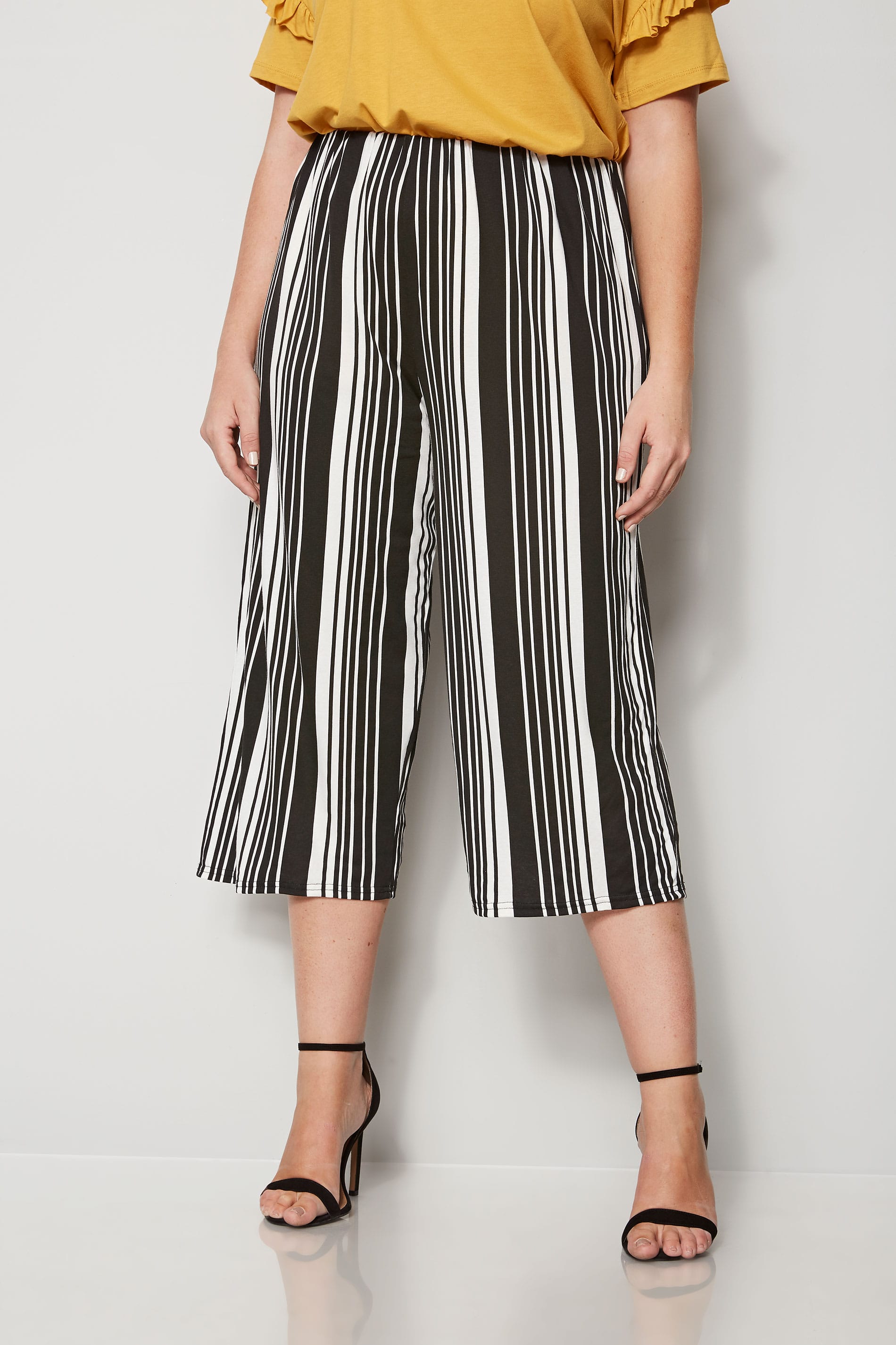 Black & White Striped Culottes, plus size 16 to 36