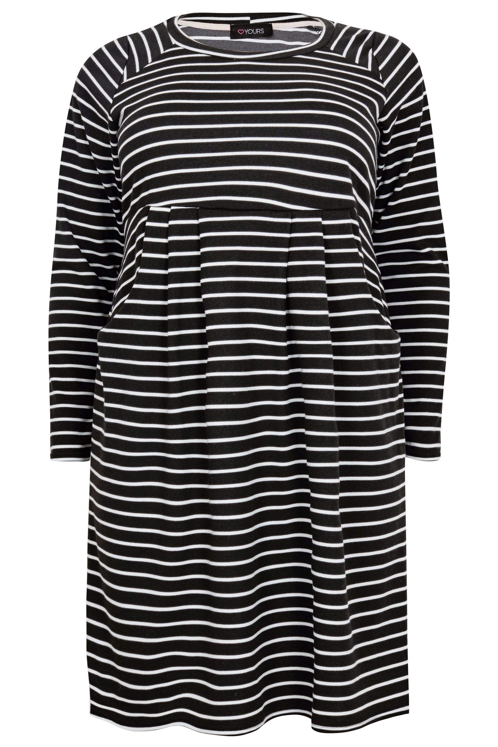 Black & White Striped Dress With Pockets, Plus size 16 to 36